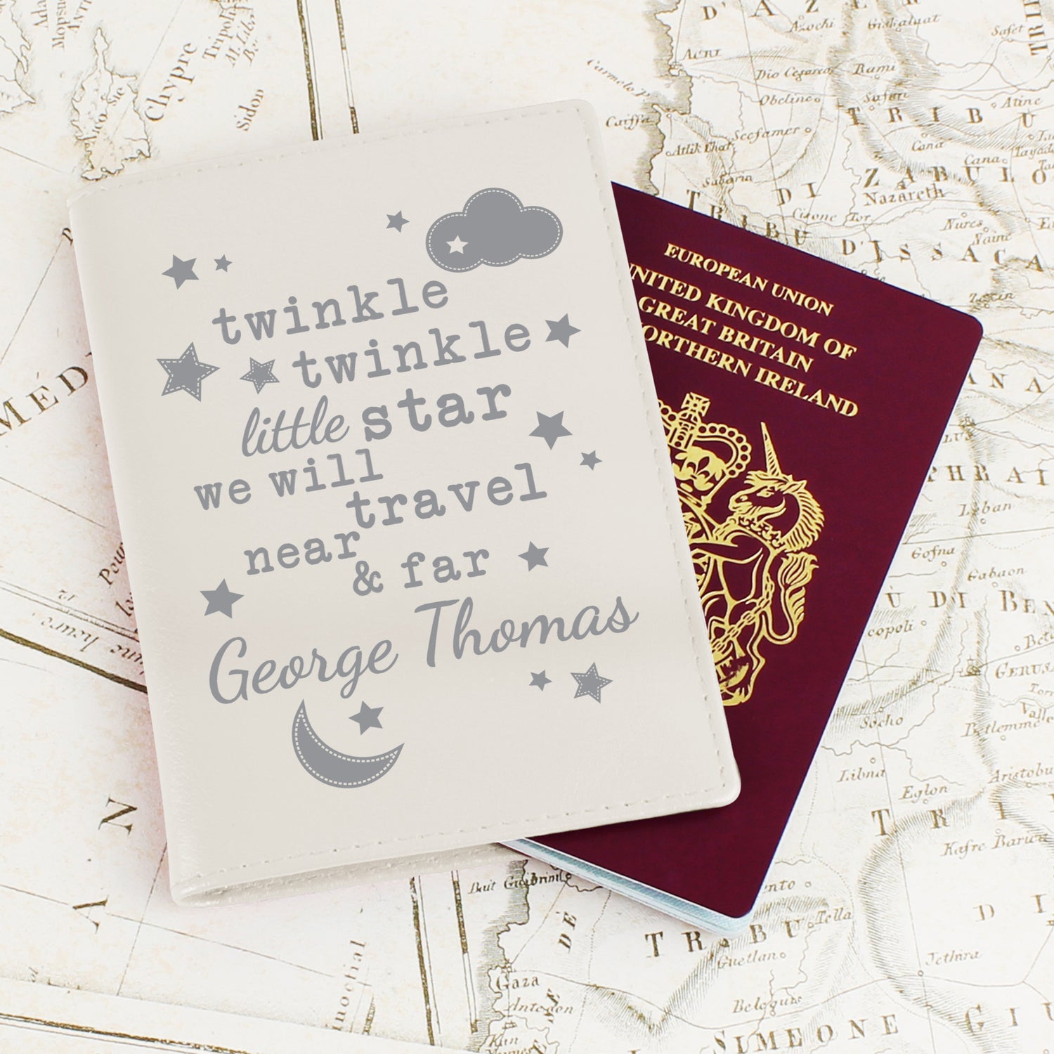 Personalised Twinkle Twinkle Cream Passport Holder - gift & personalise