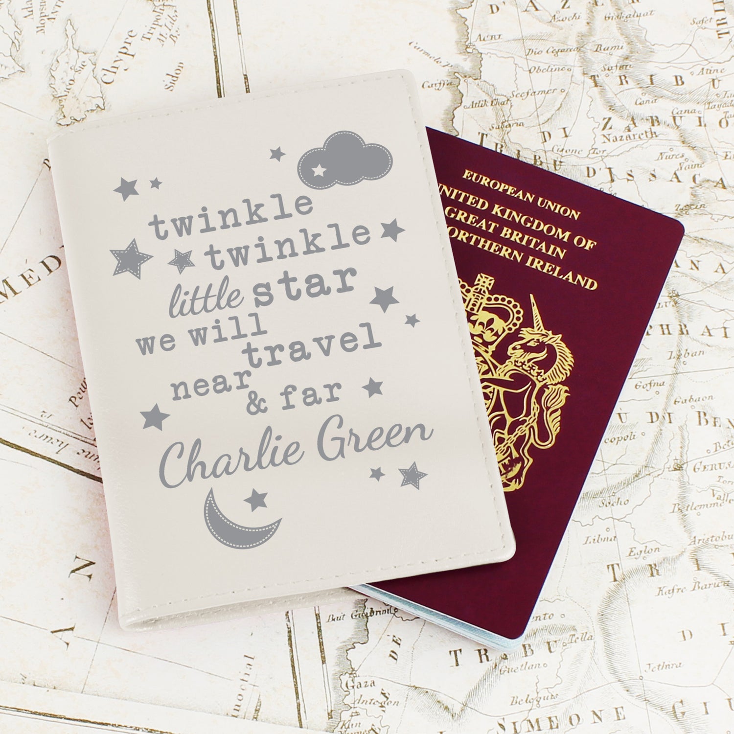 Personalised Twinkle Twinkle Cream Passport Holder - gift & personalise