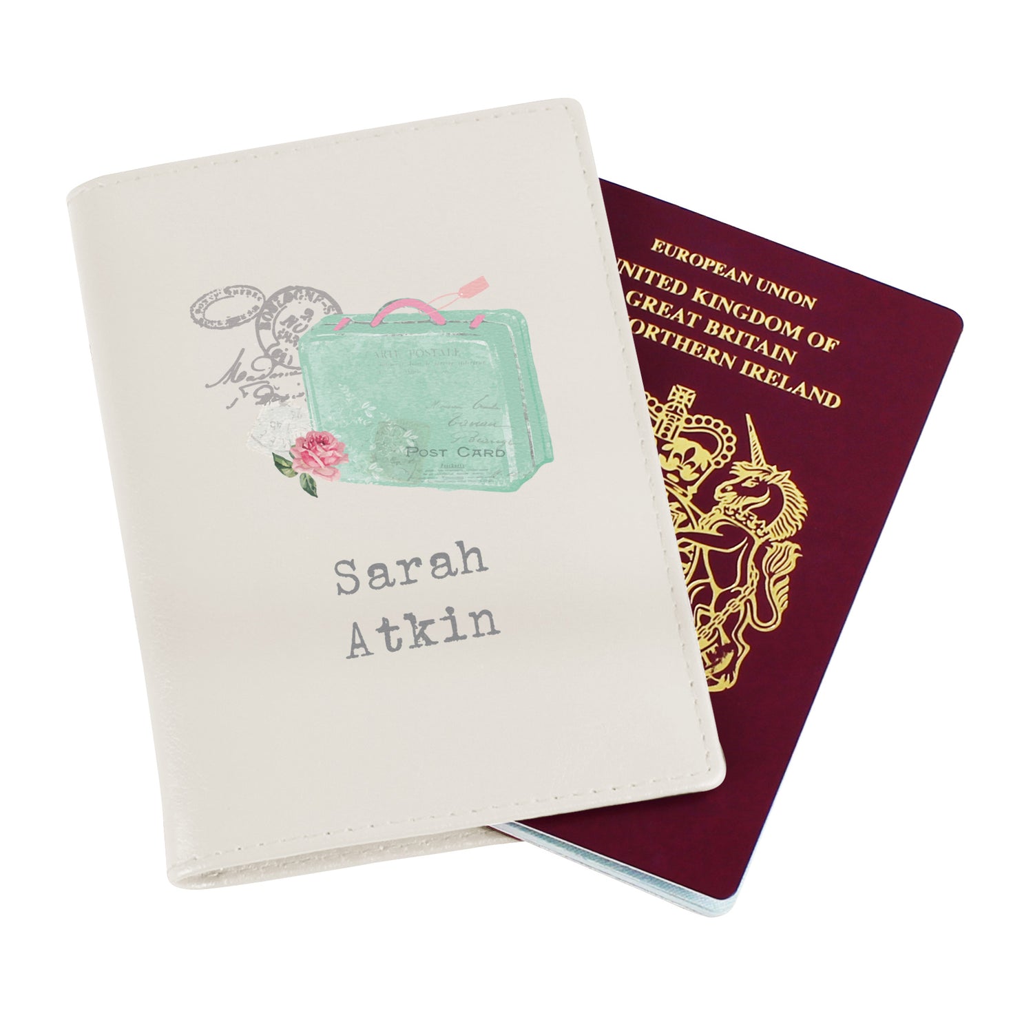 Personalised Vintage Pastel Travel Cream Passport Holder - gift & personalise