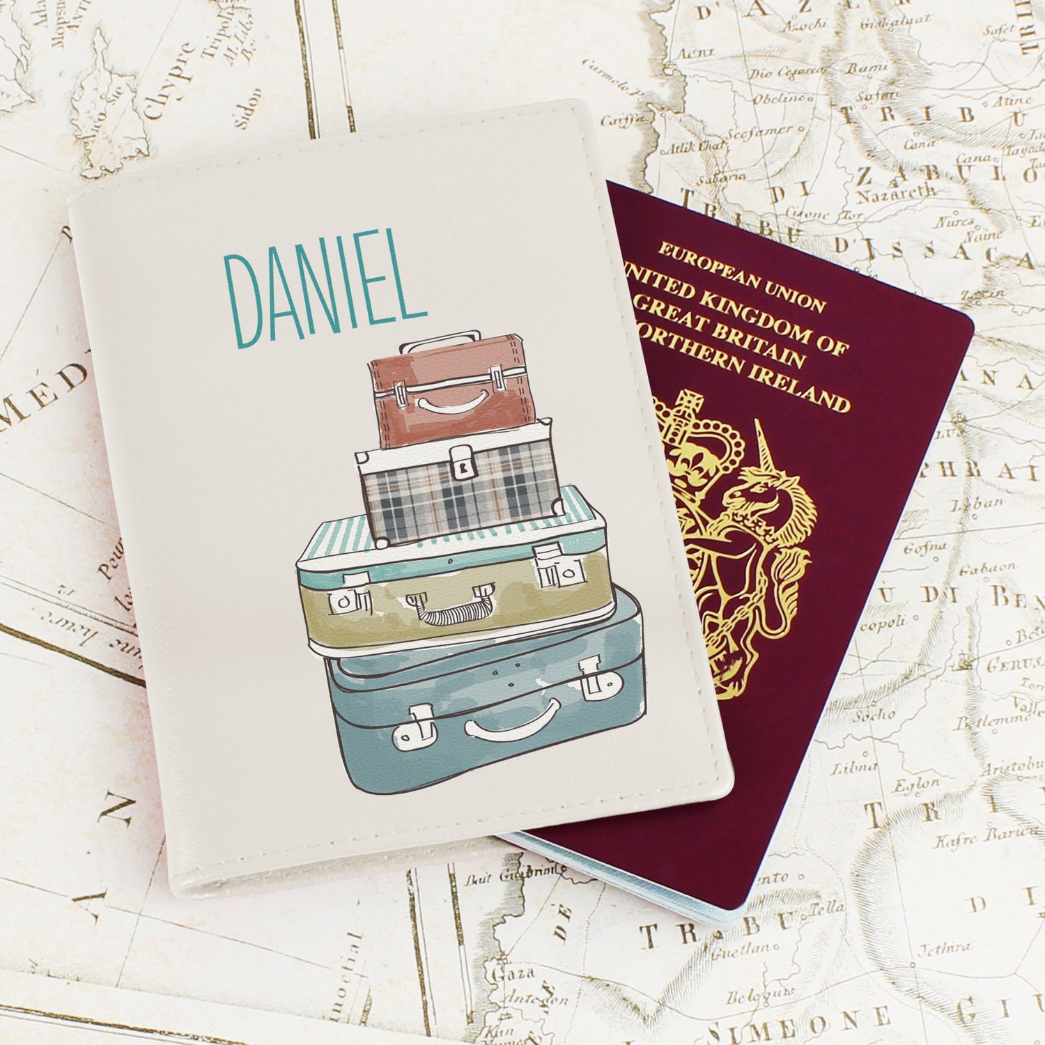 Personalised Suitcases Cream Passport Holder - gift & personalise