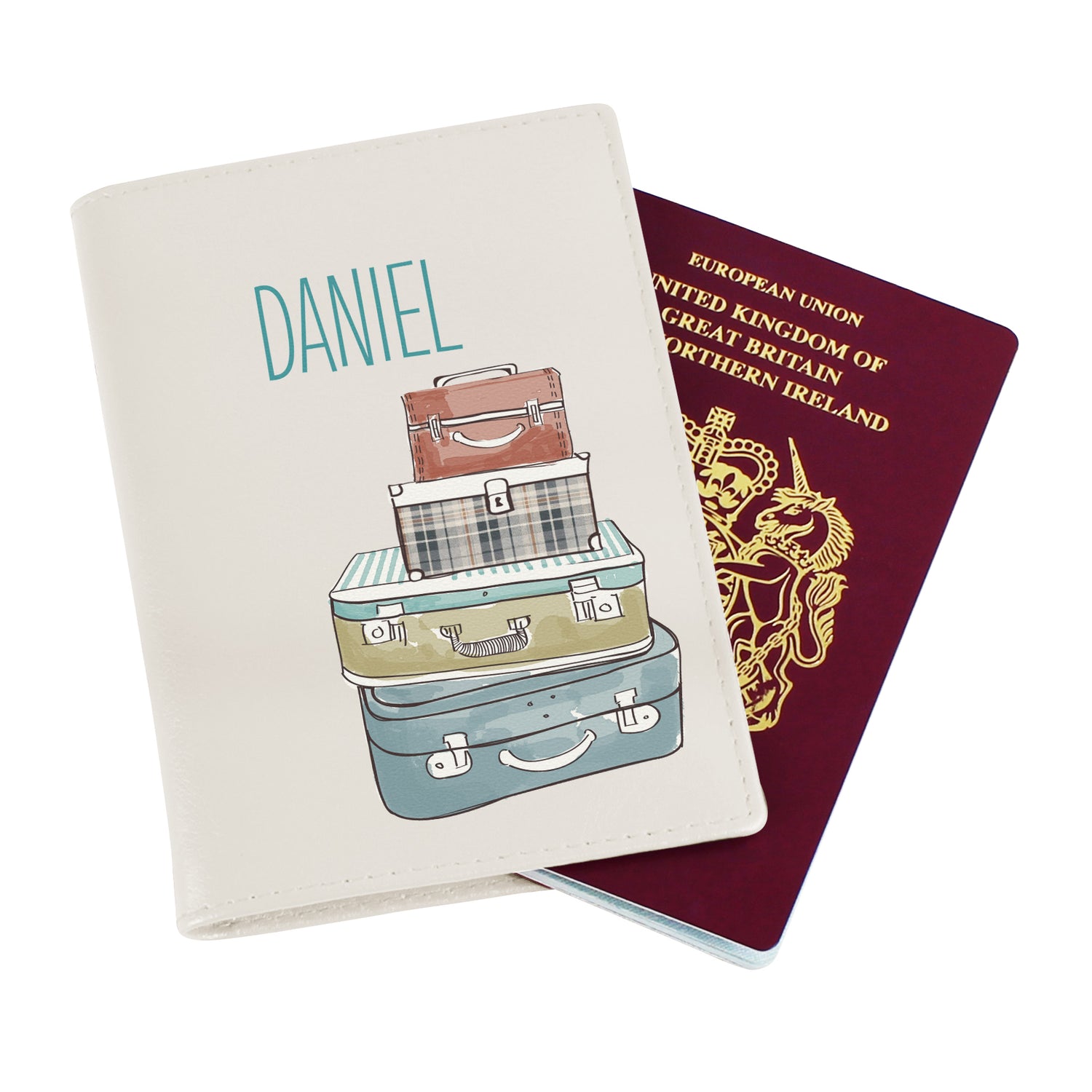 Personalised Suitcases Cream Passport Holder - gift & personalise