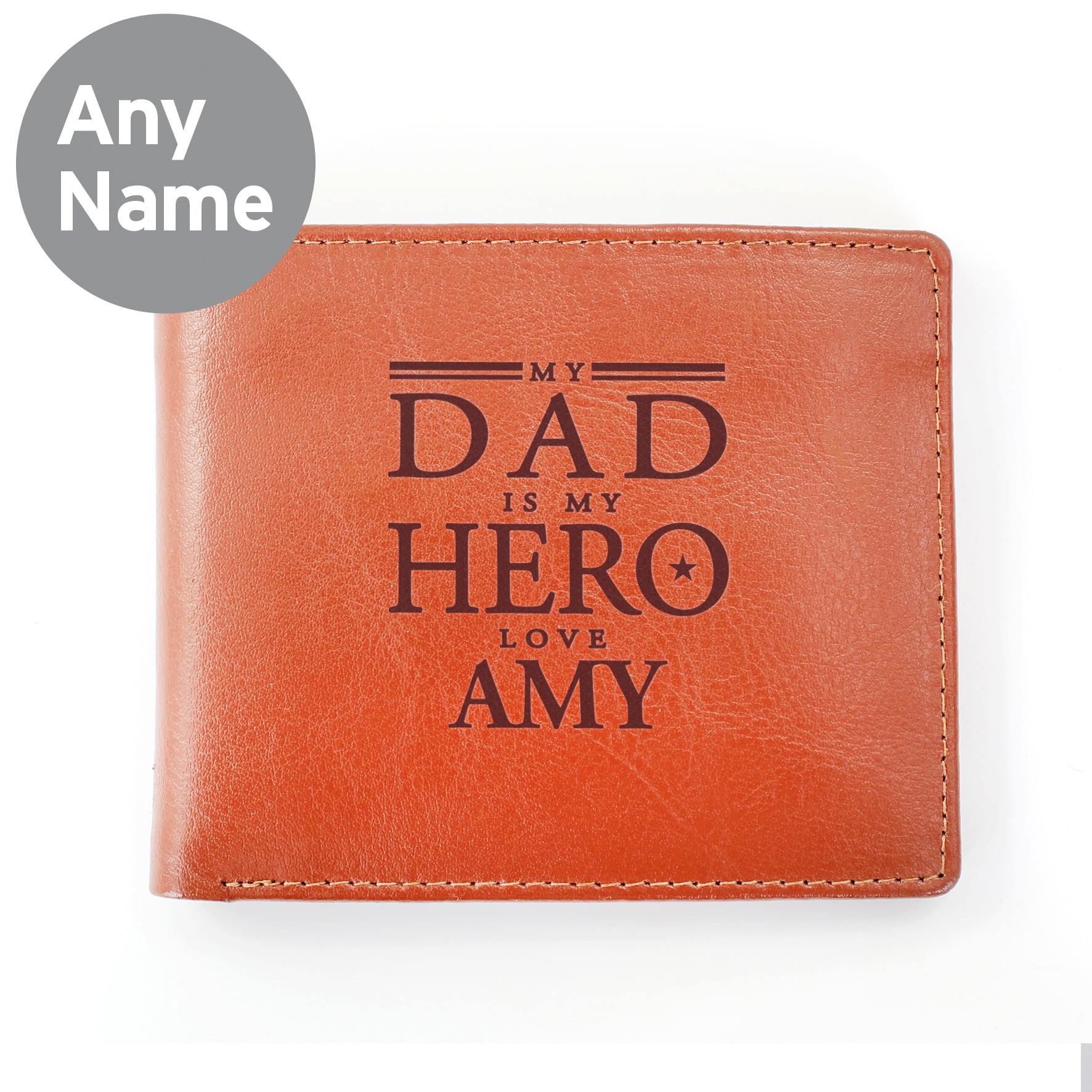 Personalised My Dad is My Hero Tan Leather Wallet - gift & personalise