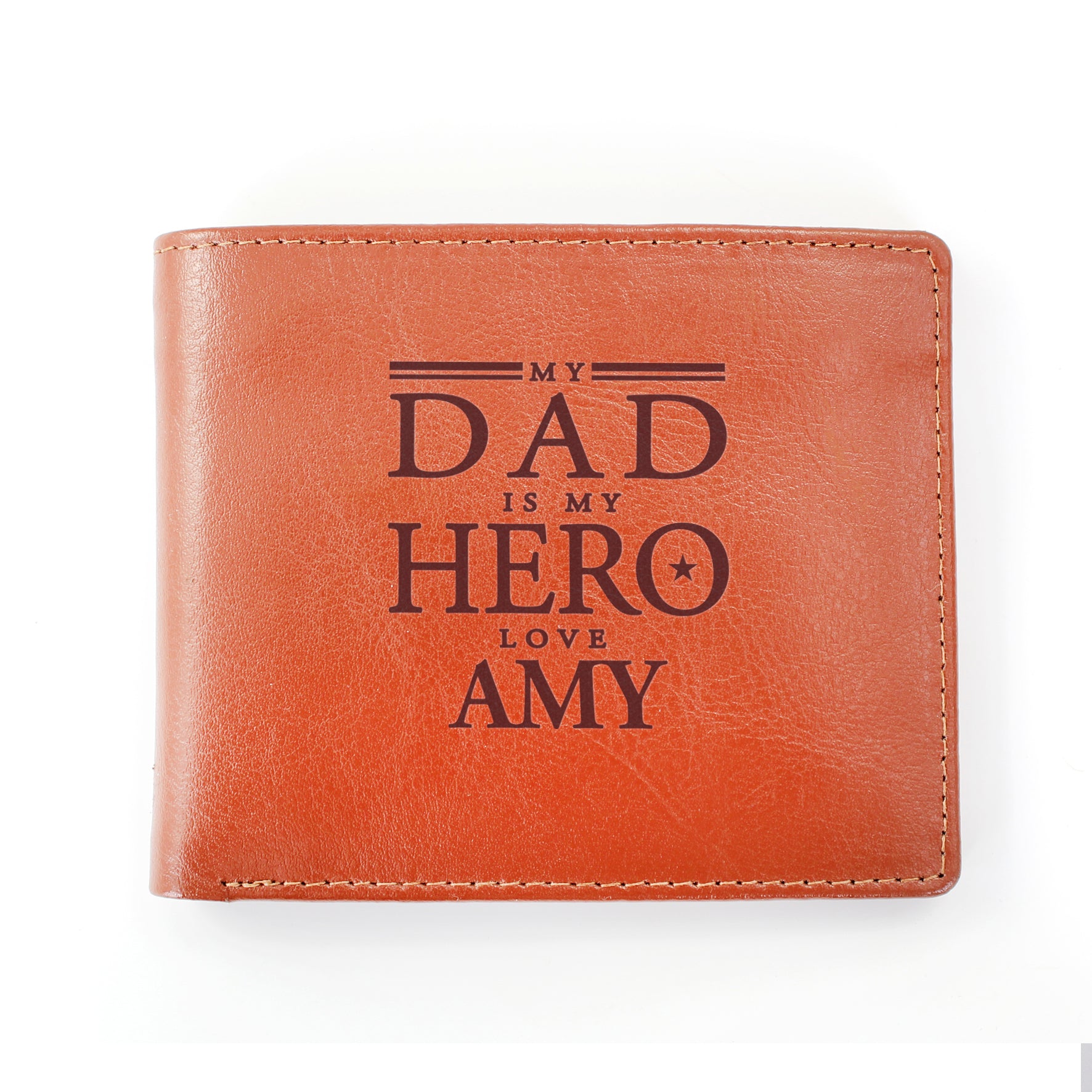 Personalised My Dad is My Hero Tan Leather Wallet - gift & personalise