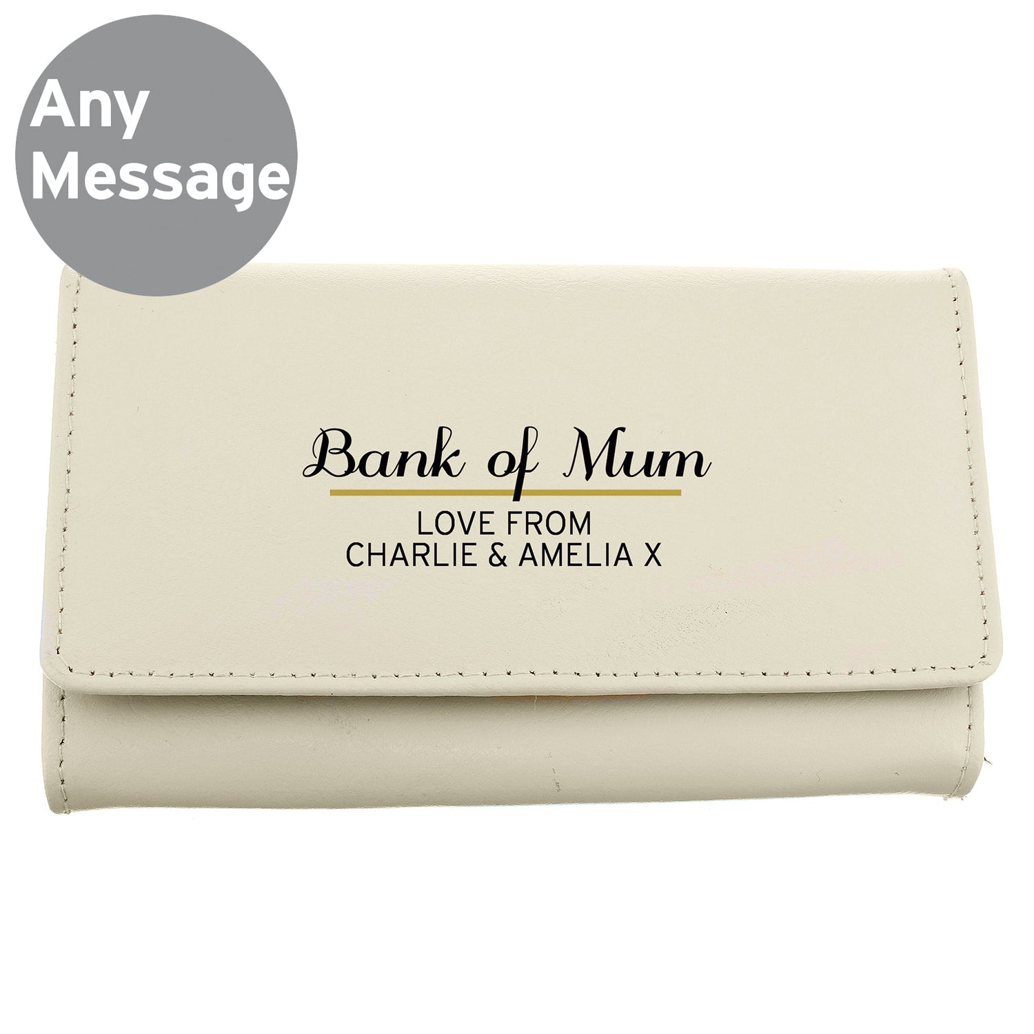 Personalised Classic Cream Leather Purse - gift & personalise