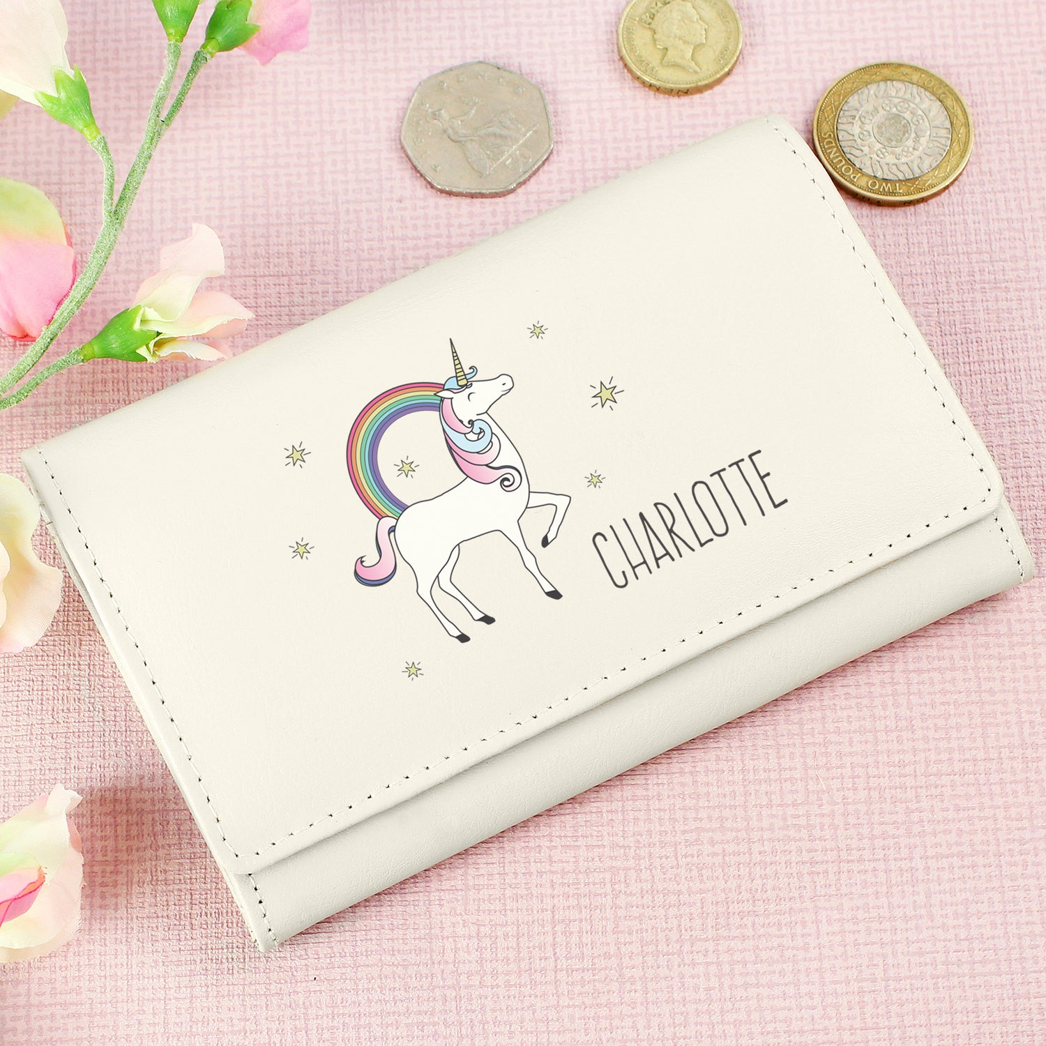 Personalised Unicorn Cream Purse - gift & personalise