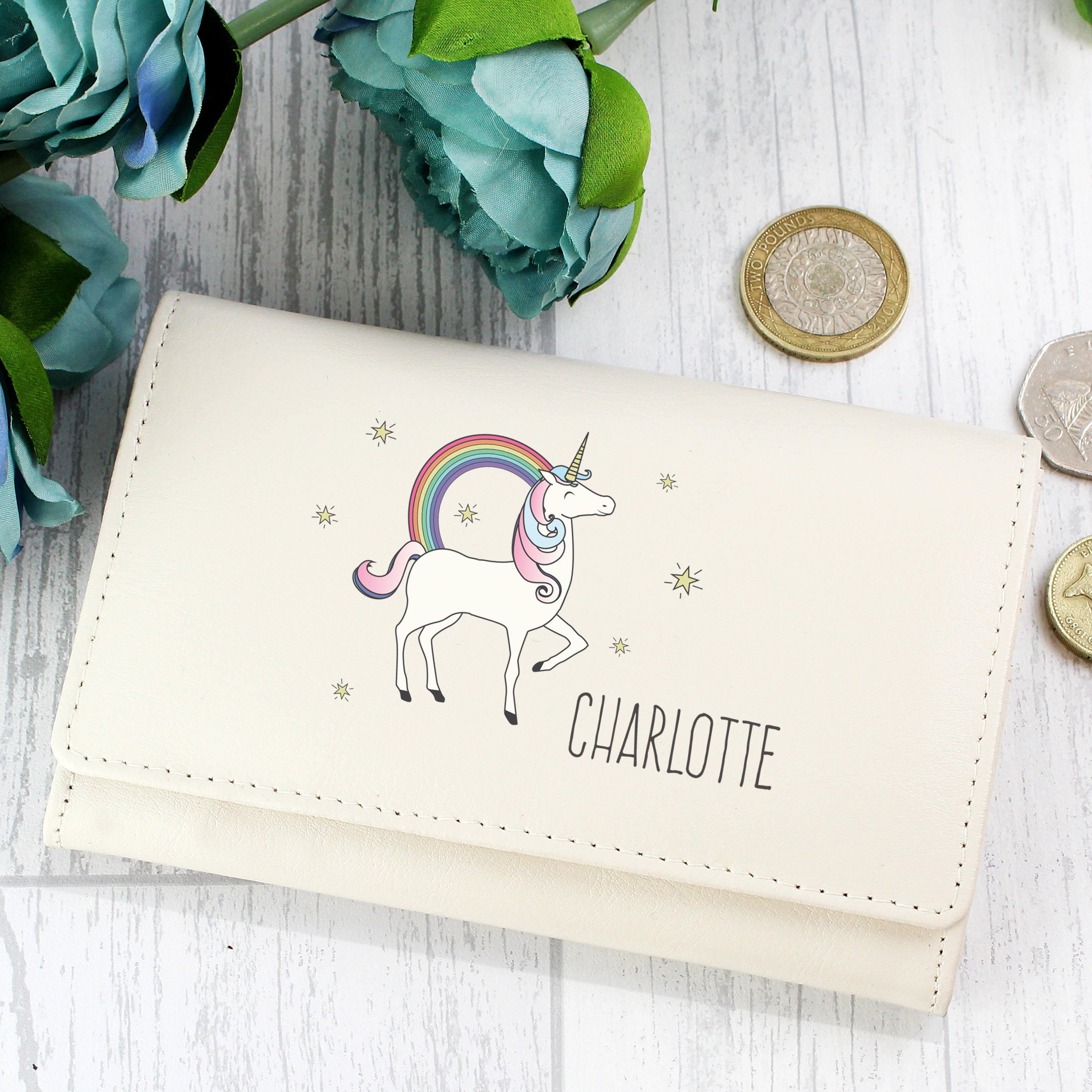 Personalised Unicorn Cream Purse - gift & personalise