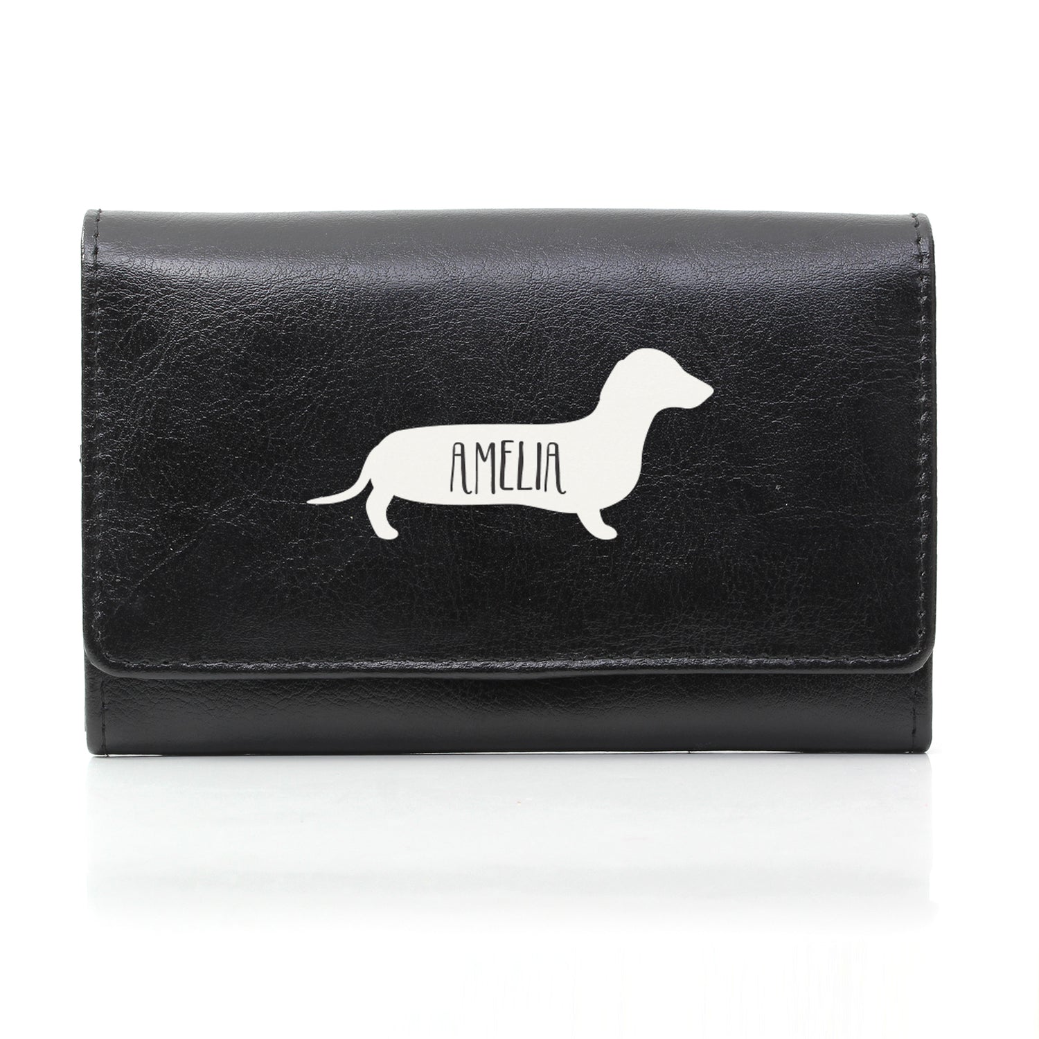 Personalised Sausage Dog Black Purse - gift & personalise