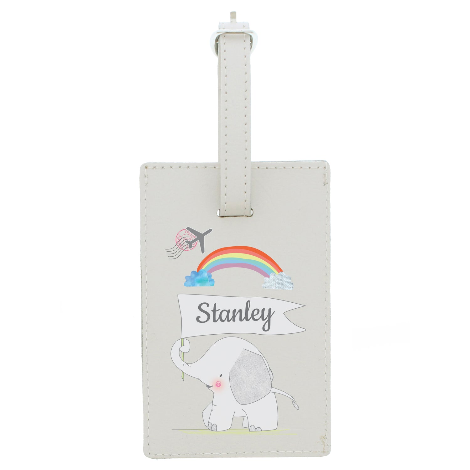 Personalised Hessian Elephant Cream Luggage Tag - gift & personalise