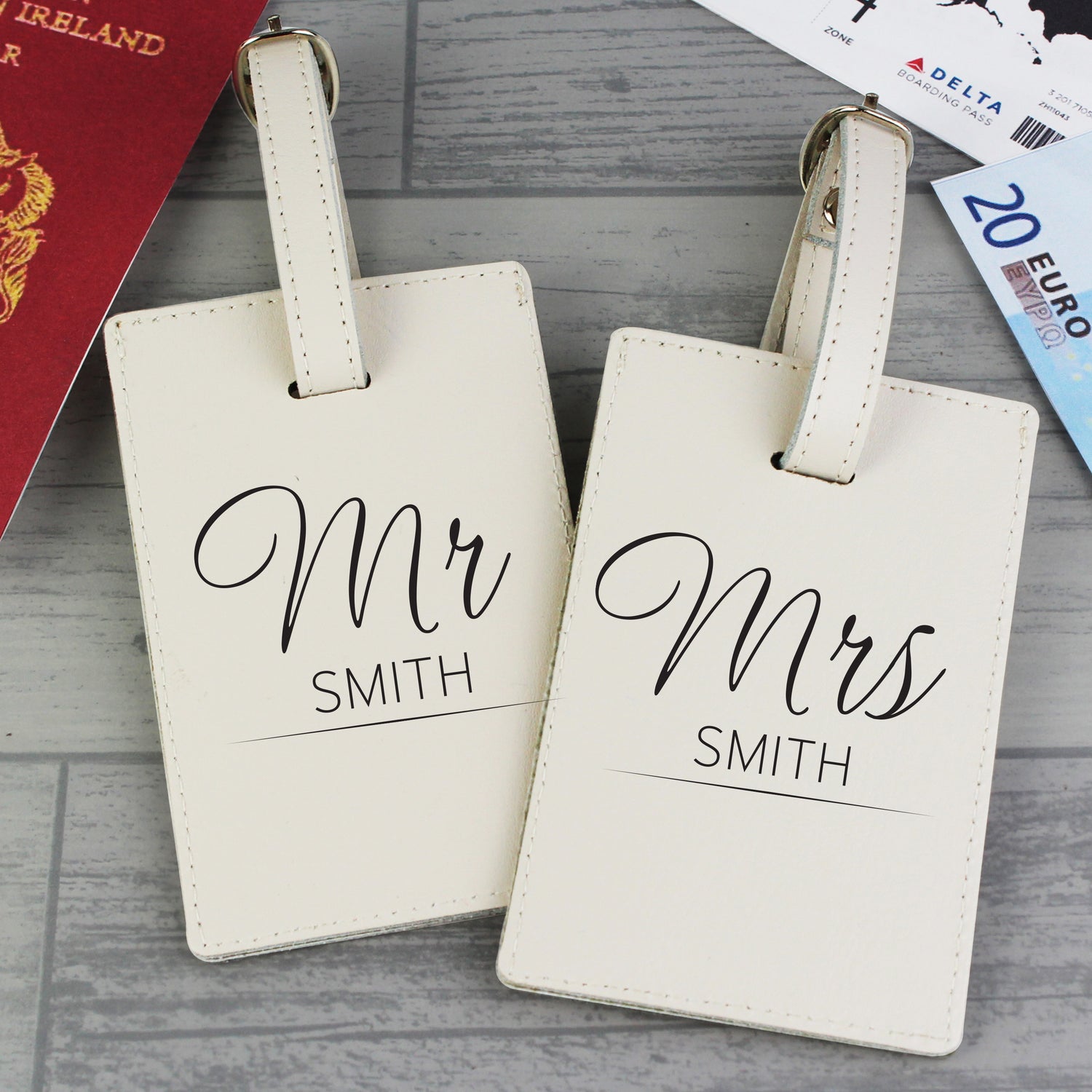 Personalised Couples Classic Cream Luggage Tags - gift & personalise