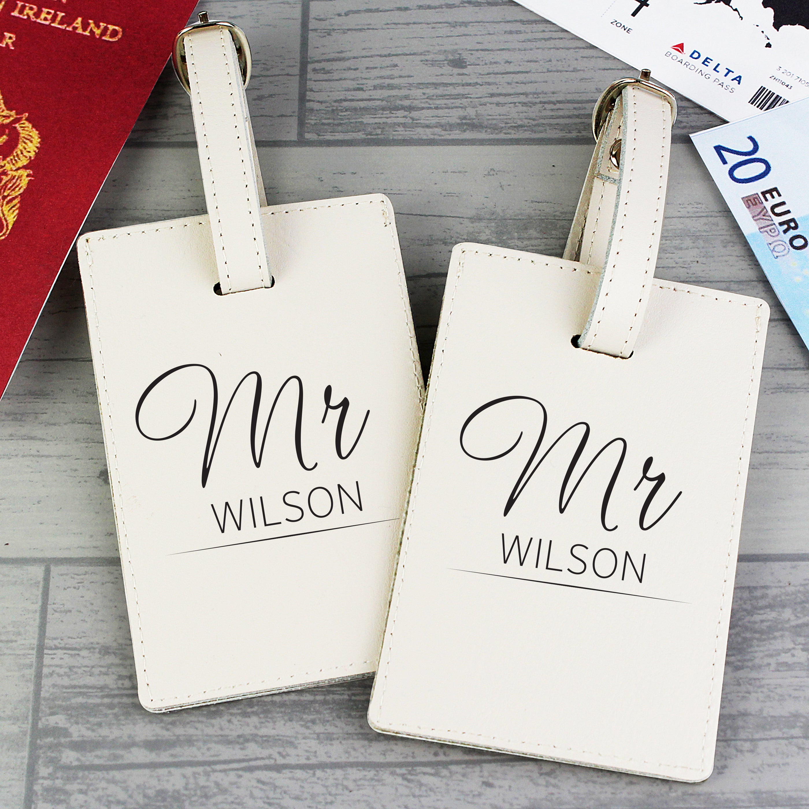 Personalised Couples Classic Cream Luggage Tags - gift & personalise