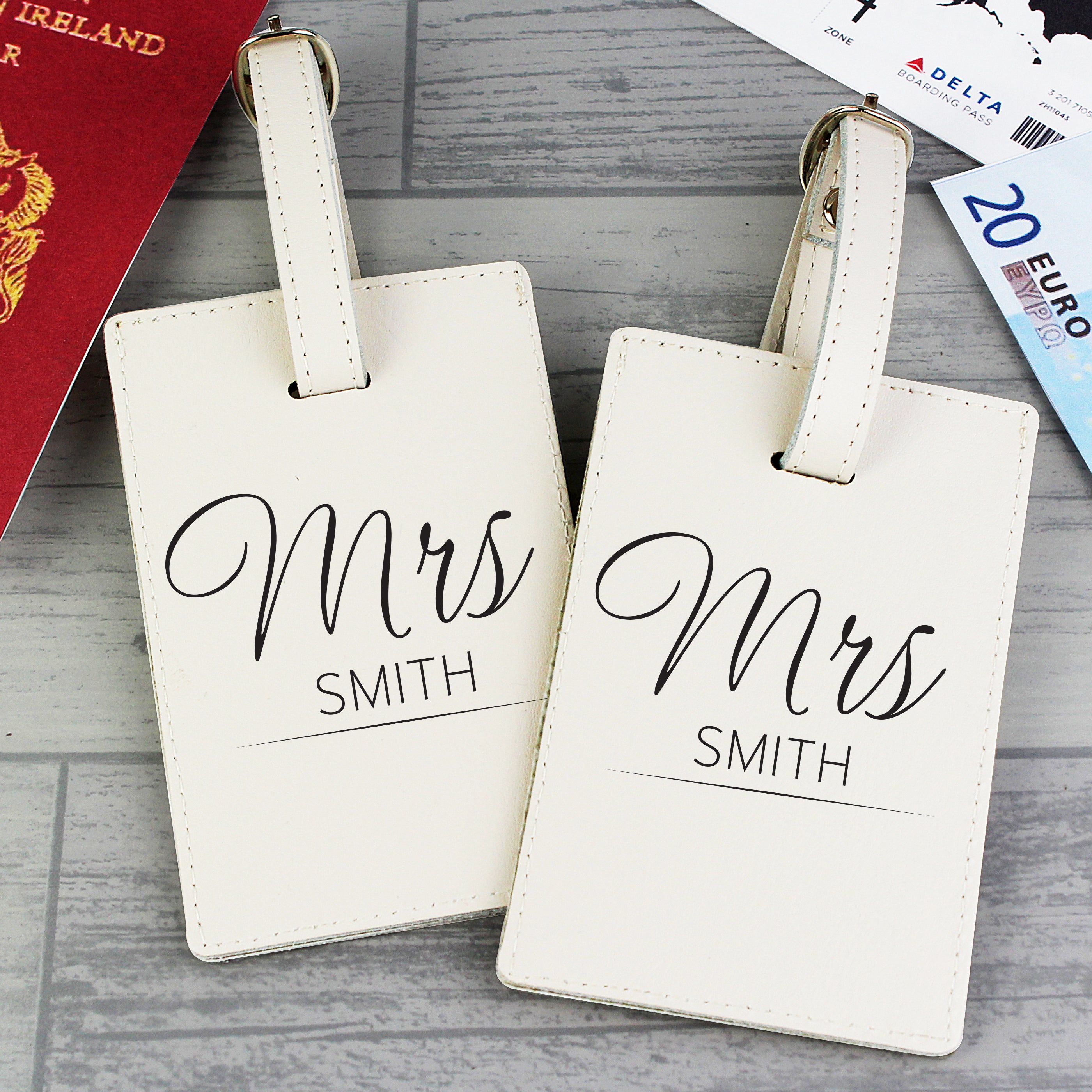 Personalised Couples Classic Cream Luggage Tags - gift & personalise