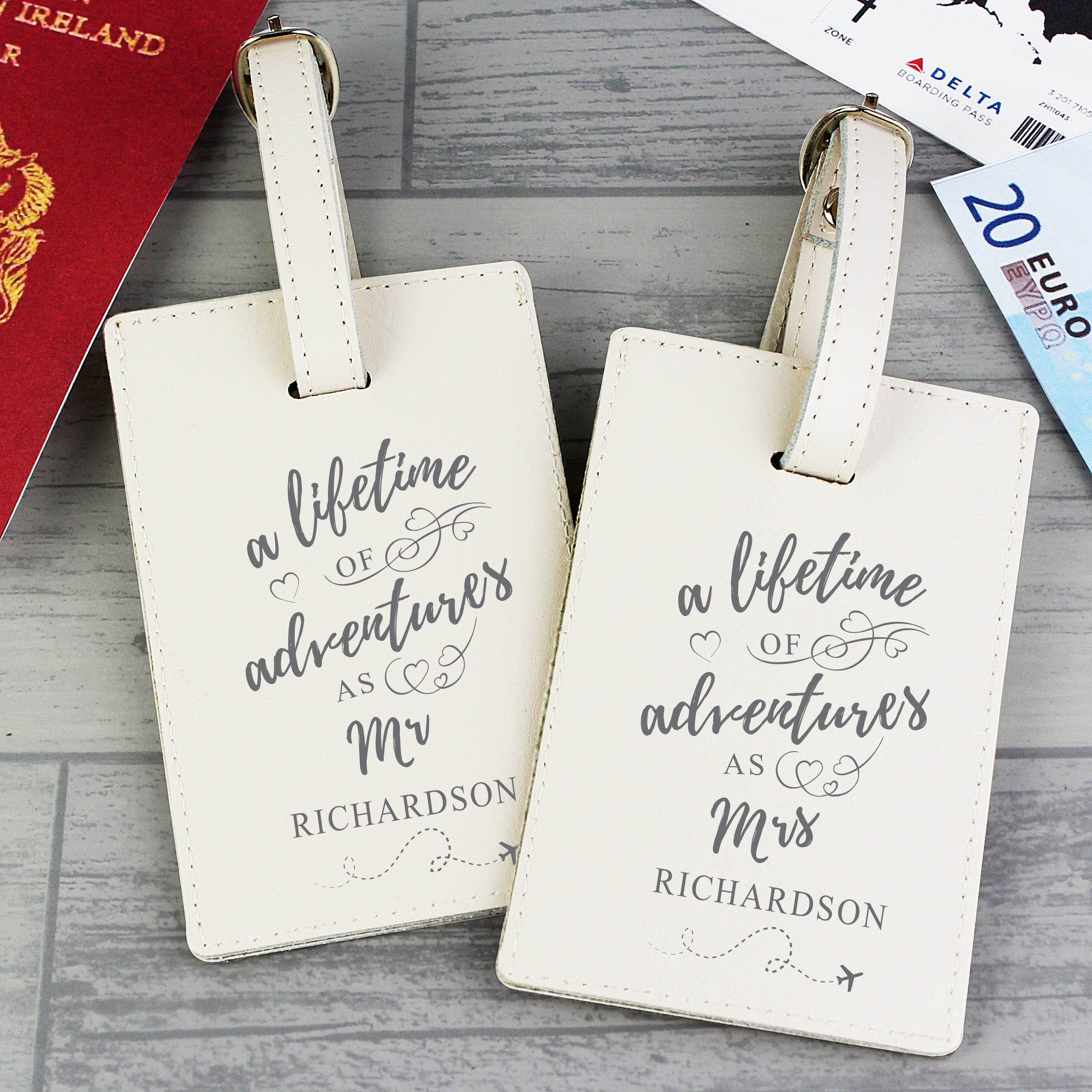 Personalised 'Lifetime of Adventures' Couples Luggage Tags - gift & personalise