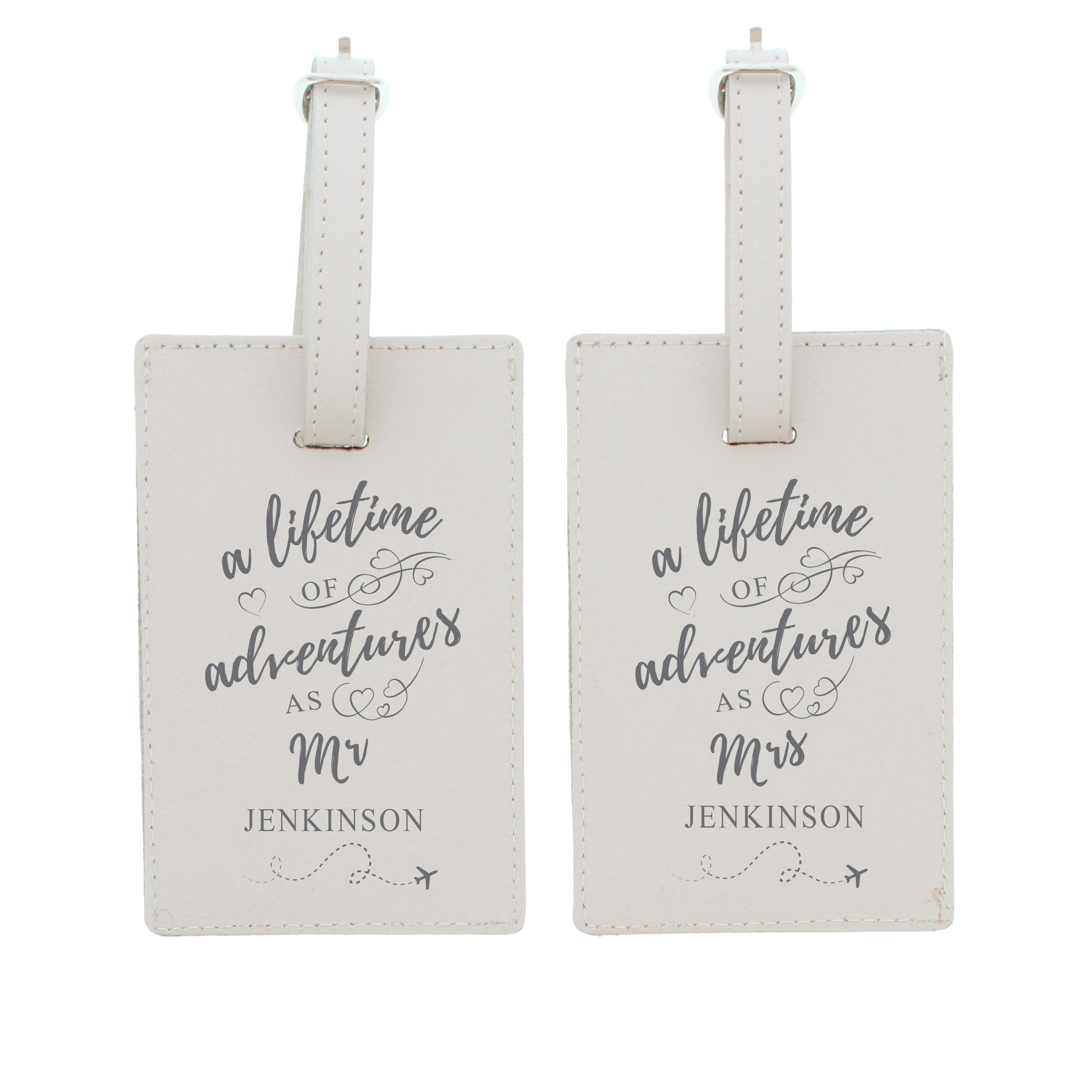 Personalised 'Lifetime of Adventures' Couples Luggage Tags - gift & personalise