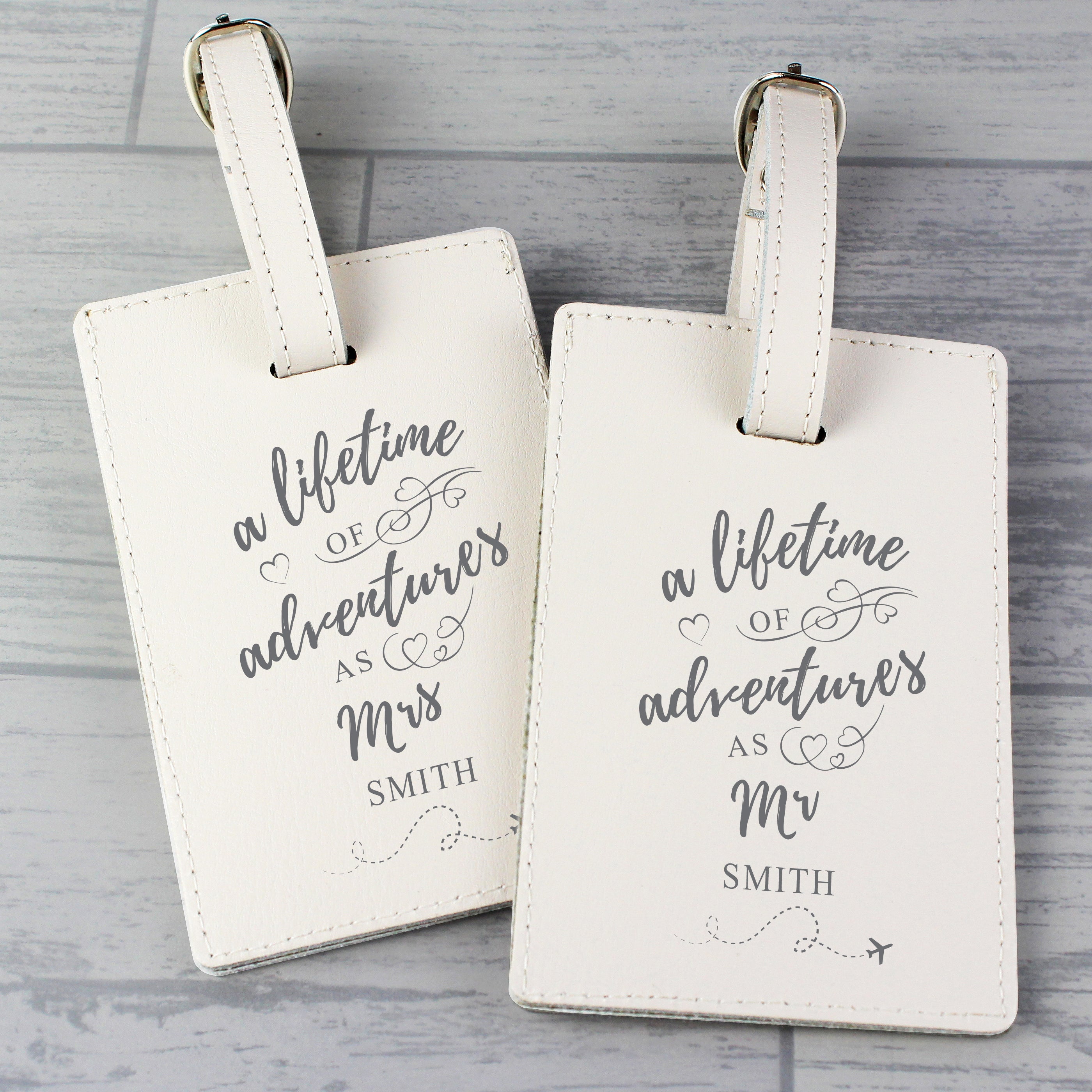 Personalised 'Lifetime of Adventures' Couples Luggage Tags - gift & personalise
