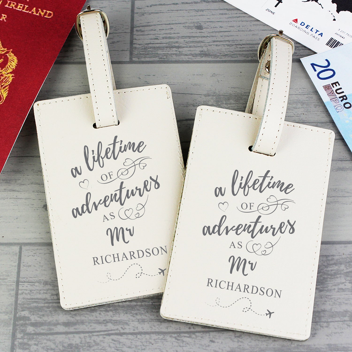 Personalised 'Lifetime of Adventures' Couples Luggage Tags - gift & personalise