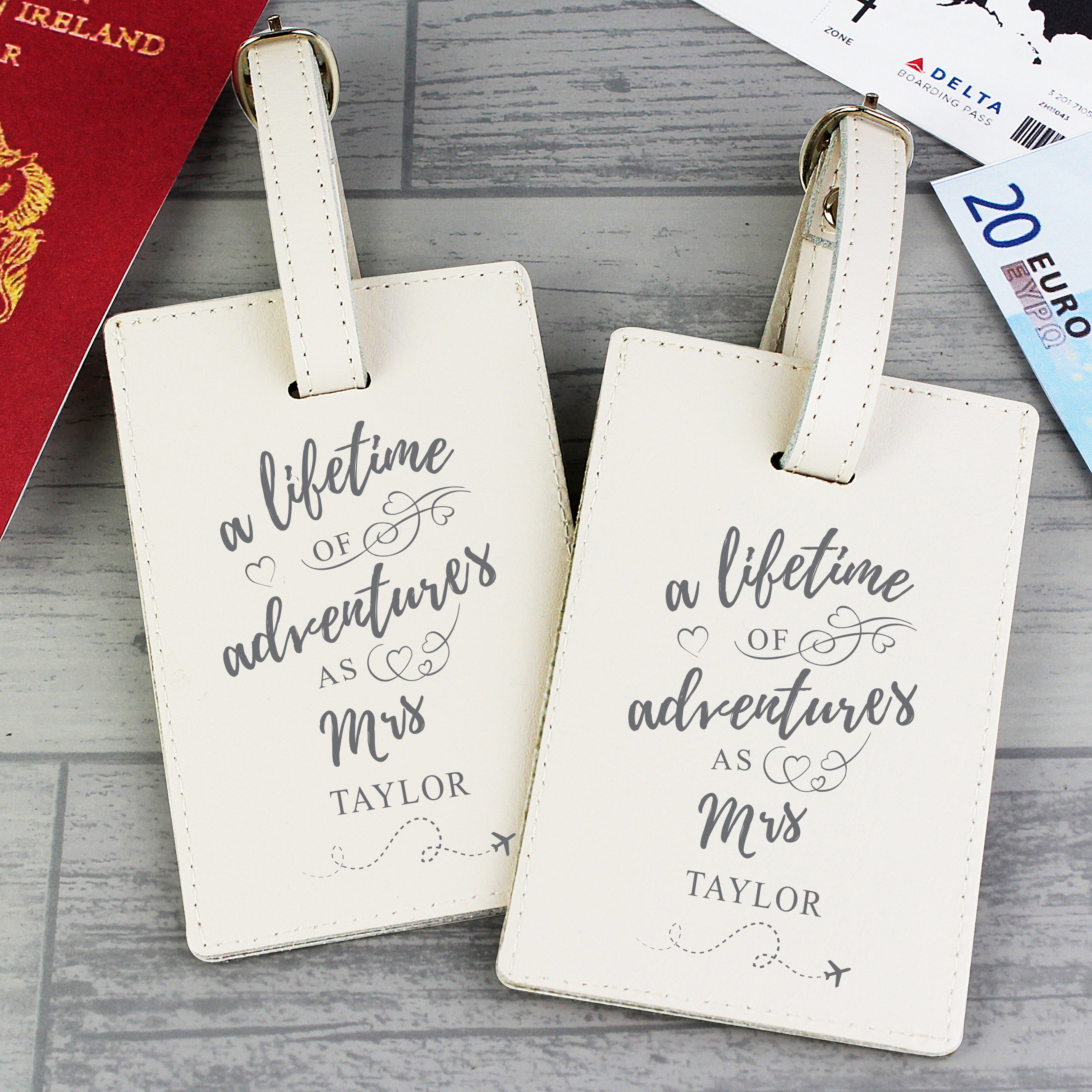 Personalised 'Lifetime of Adventures' Couples Luggage Tags - gift & personalise
