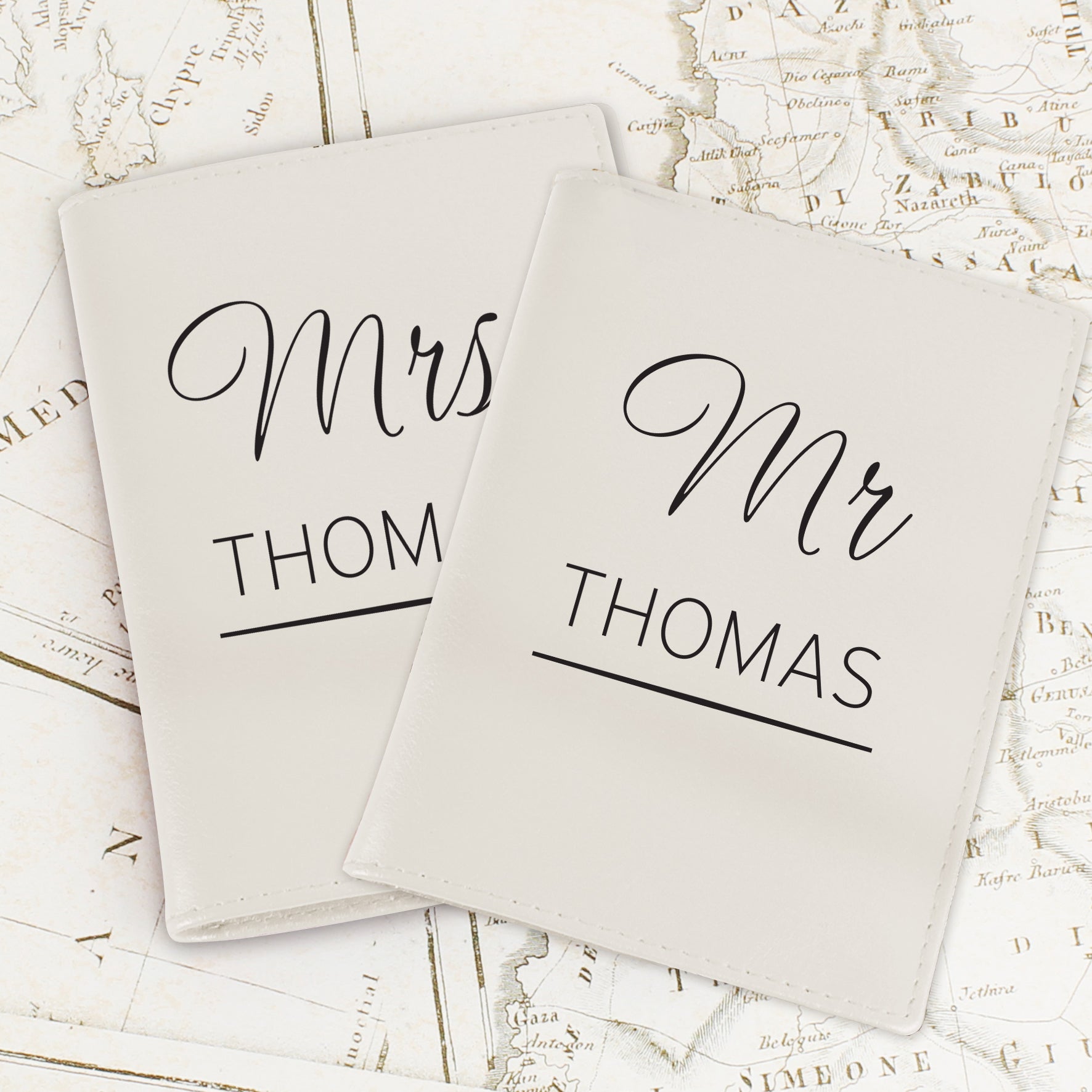 Personalised Couples Cream Passport Holders - gift & personalise