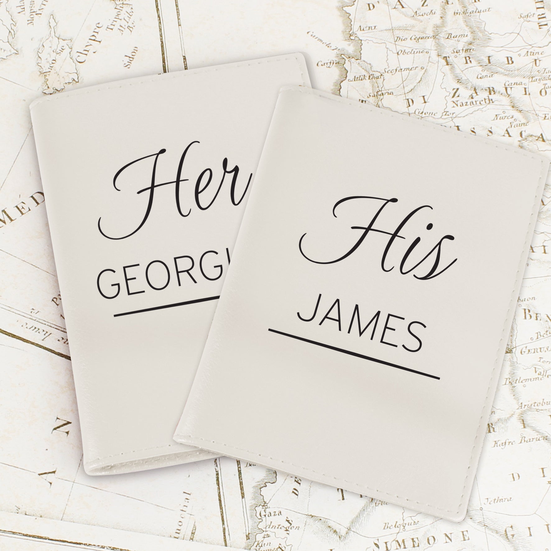 Personalised Couples Cream Passport Holders - gift & personalise