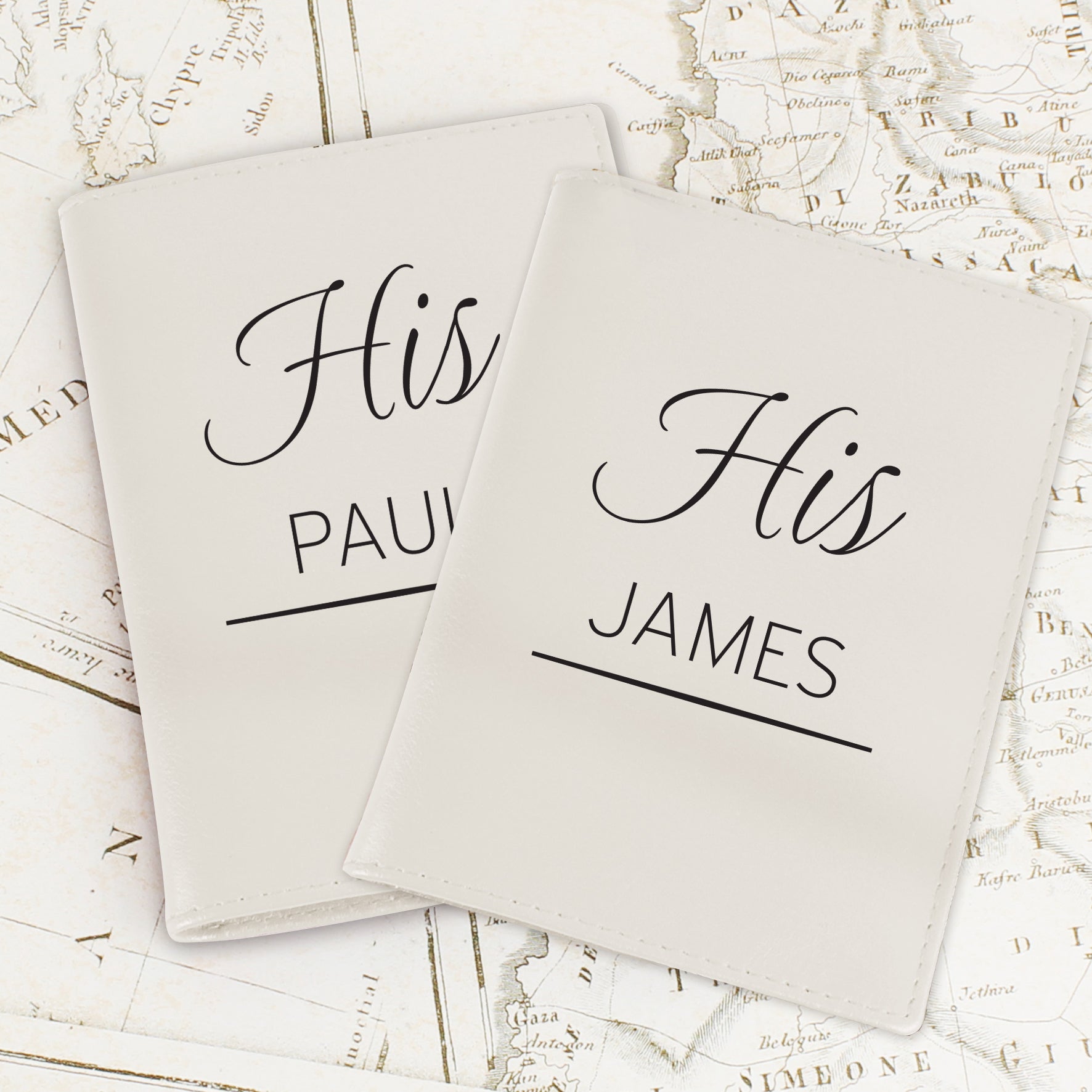 Personalised Couples Cream Passport Holders - gift & personalise