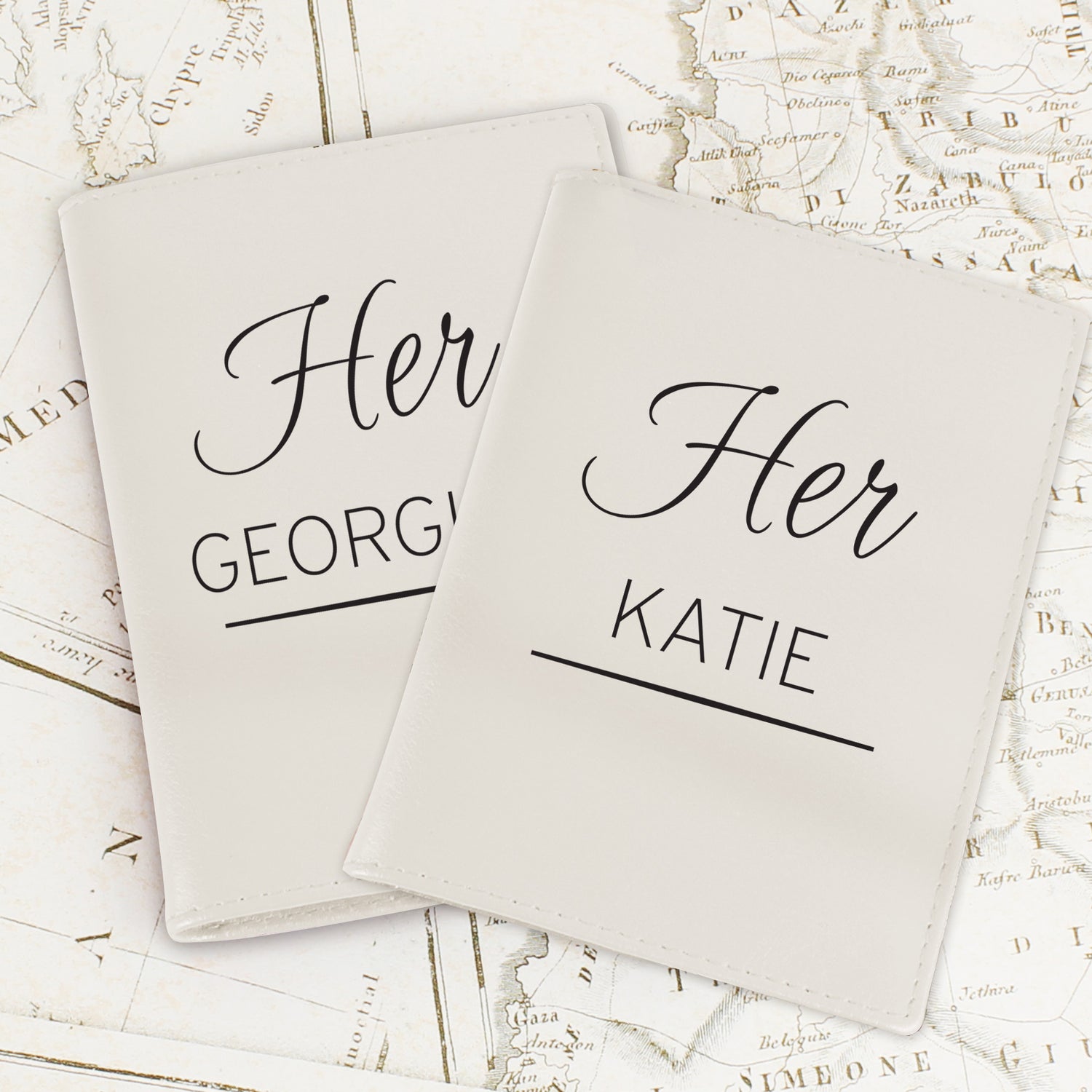 Personalised Couples Cream Passport Holders - gift & personalise