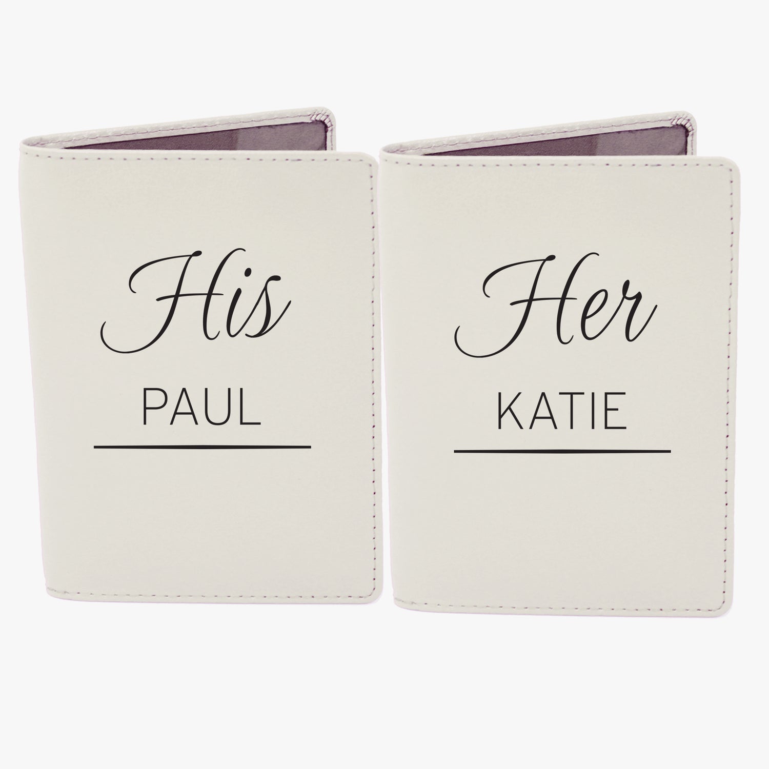 Personalised Couples Cream Passport Holders - gift & personalise