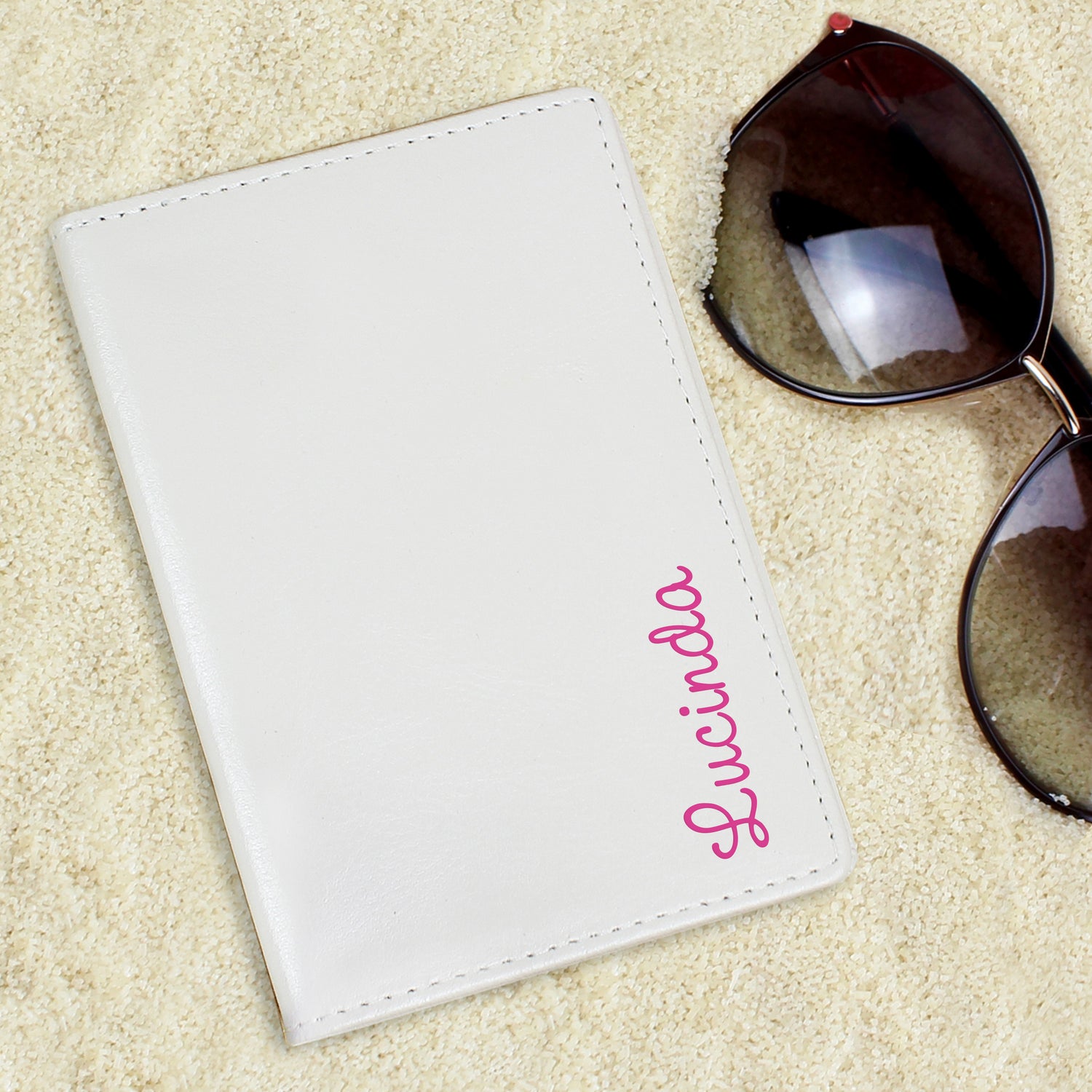 Personalised Pink Name Cream Passport Holder - gift & personalise