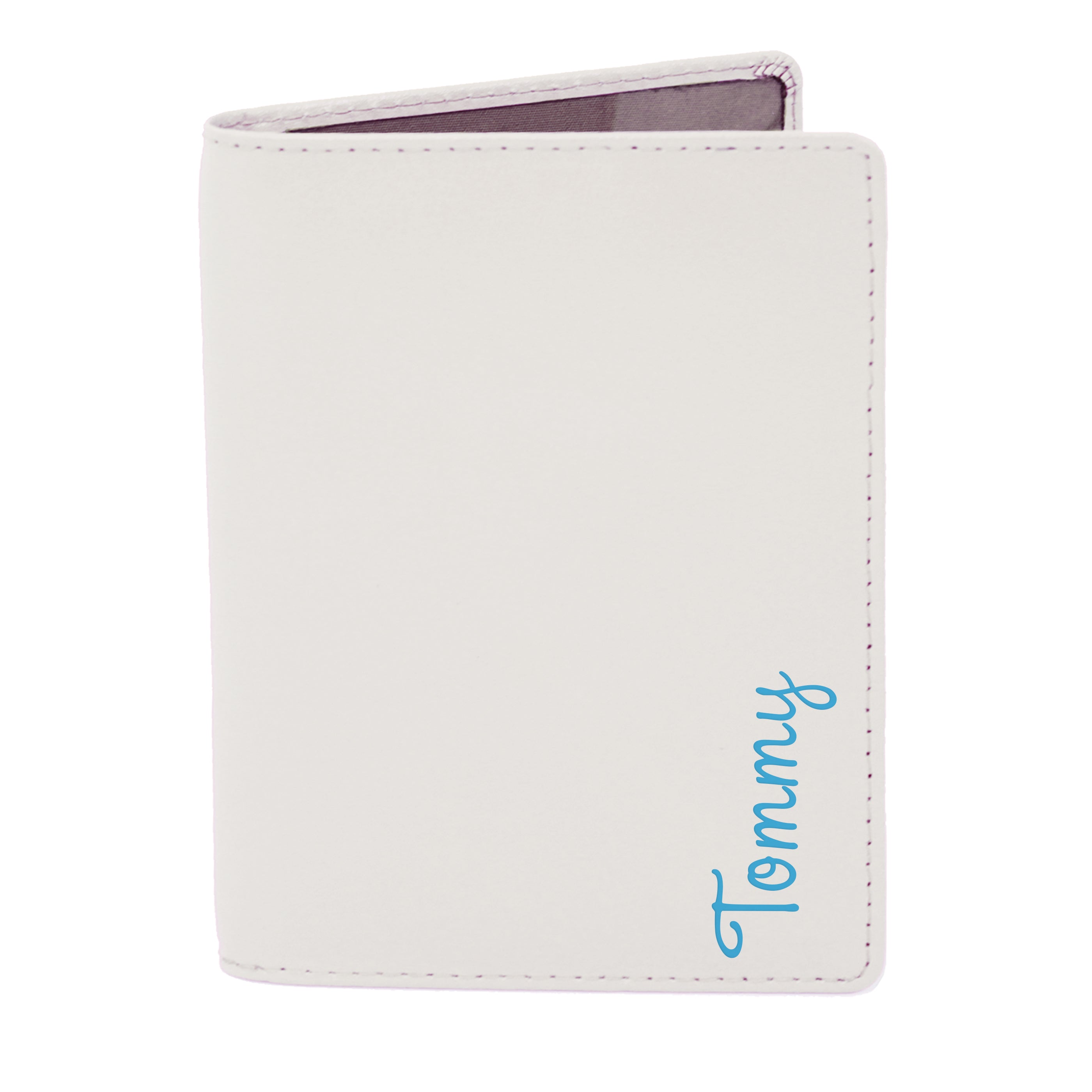 Personalised Blue Name Cream Passport Holder - gift & personalise