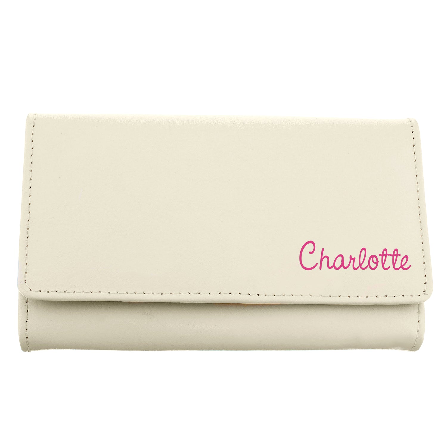 Personalised Pink Name Cream Leather Purse - gift & personalise