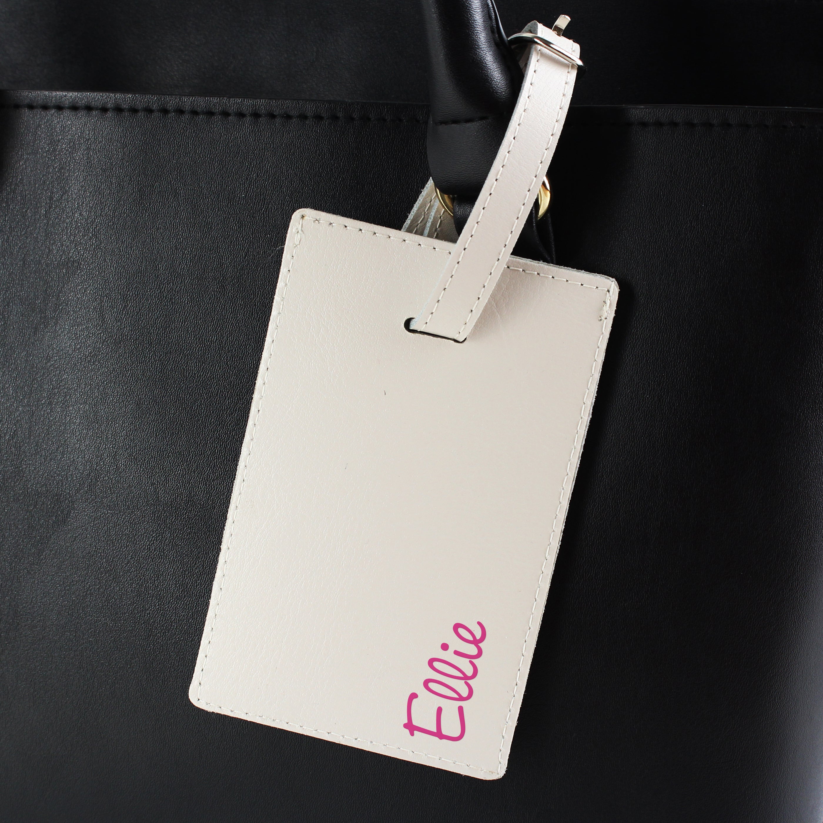 Personalised Pink Name Cream Luggage Tag - gift & personalise