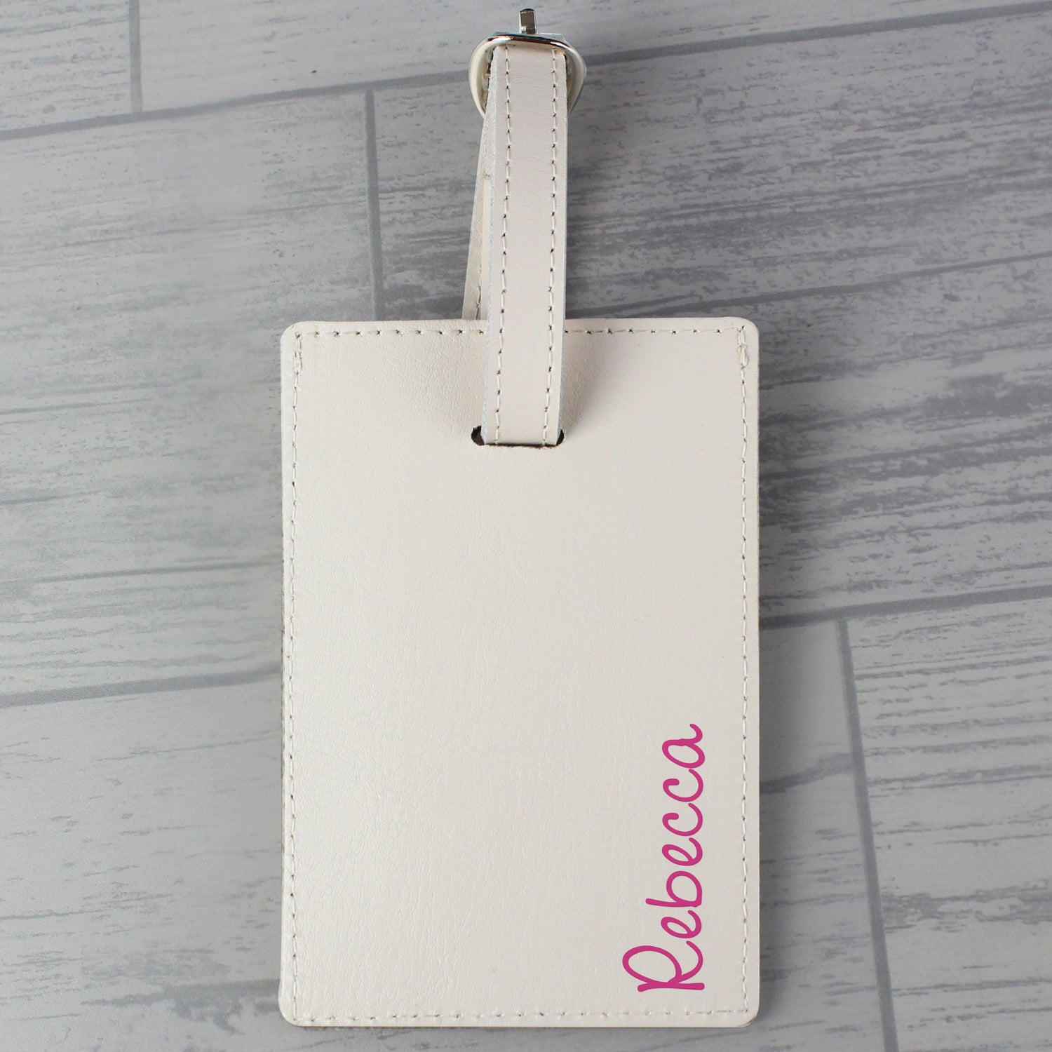 Personalised Pink Name Cream Luggage Tag - gift & personalise