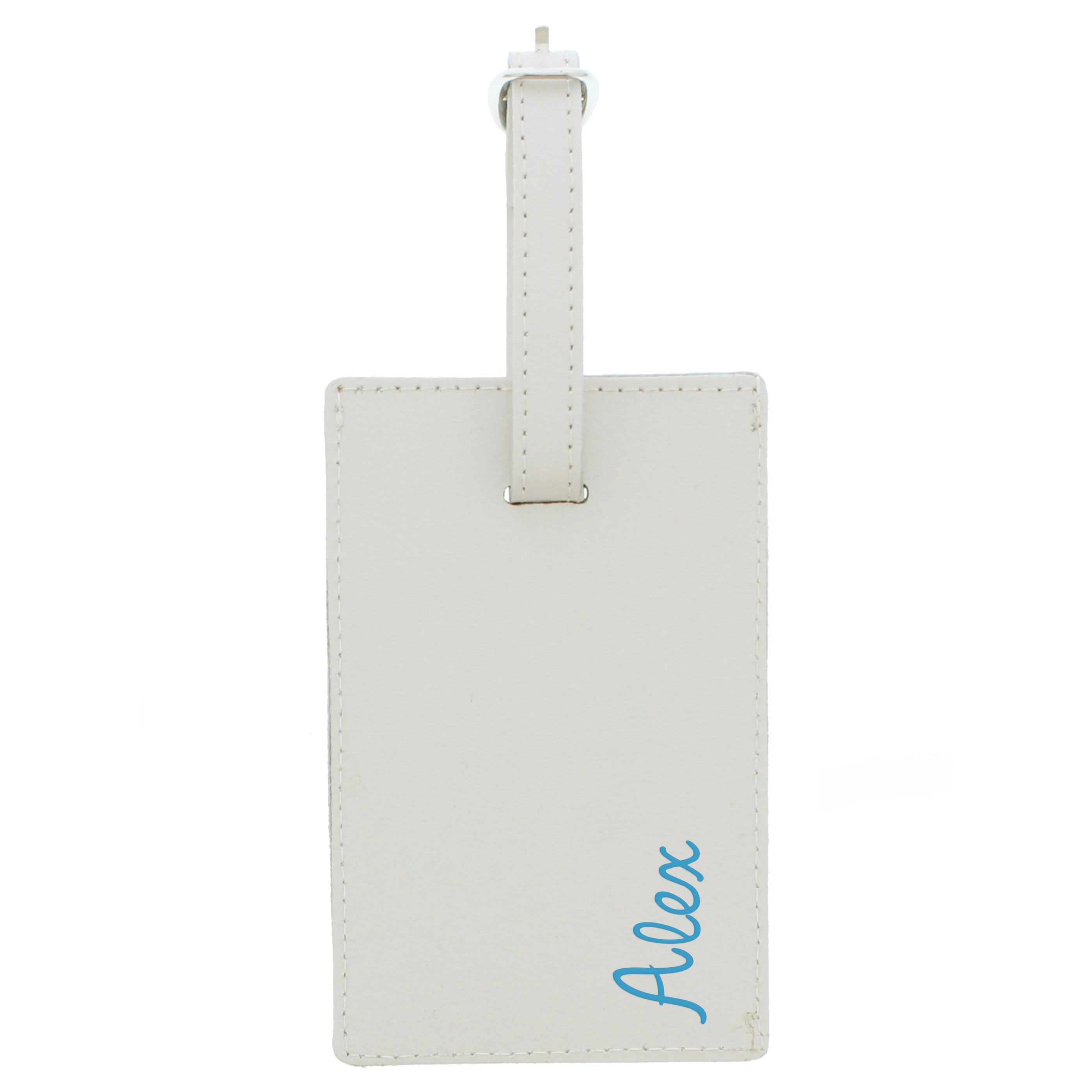 Personalised Blue Name Cream Luggage Tag - gift & personalise