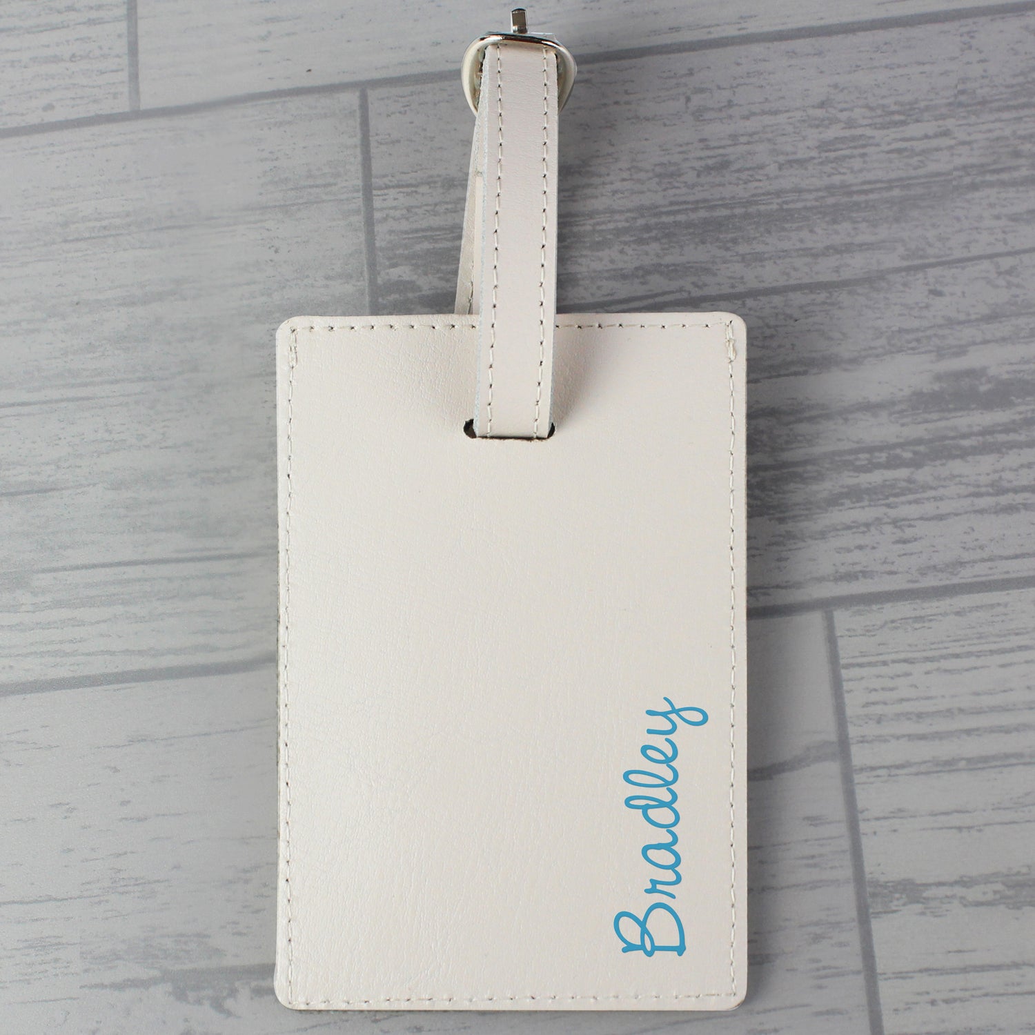 Personalised Blue Name Cream Luggage Tag - gift & personalise