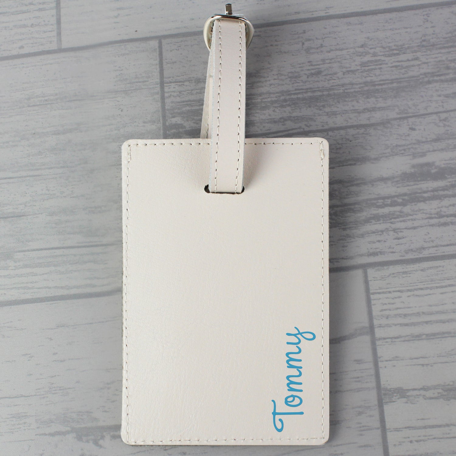 Personalised Blue Name Cream Luggage Tag - gift & personalise