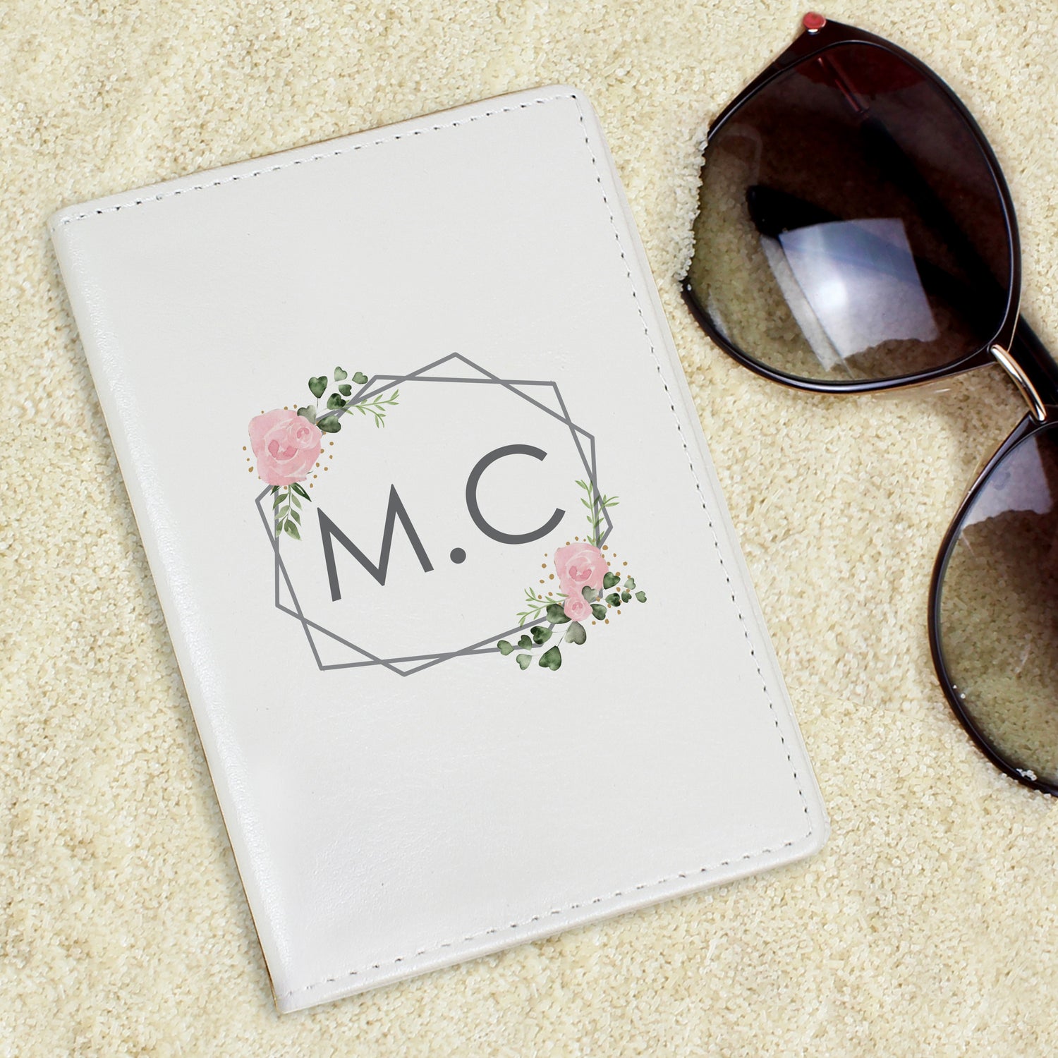 Personalised Floral Cream Passport Holder - gift & personalise