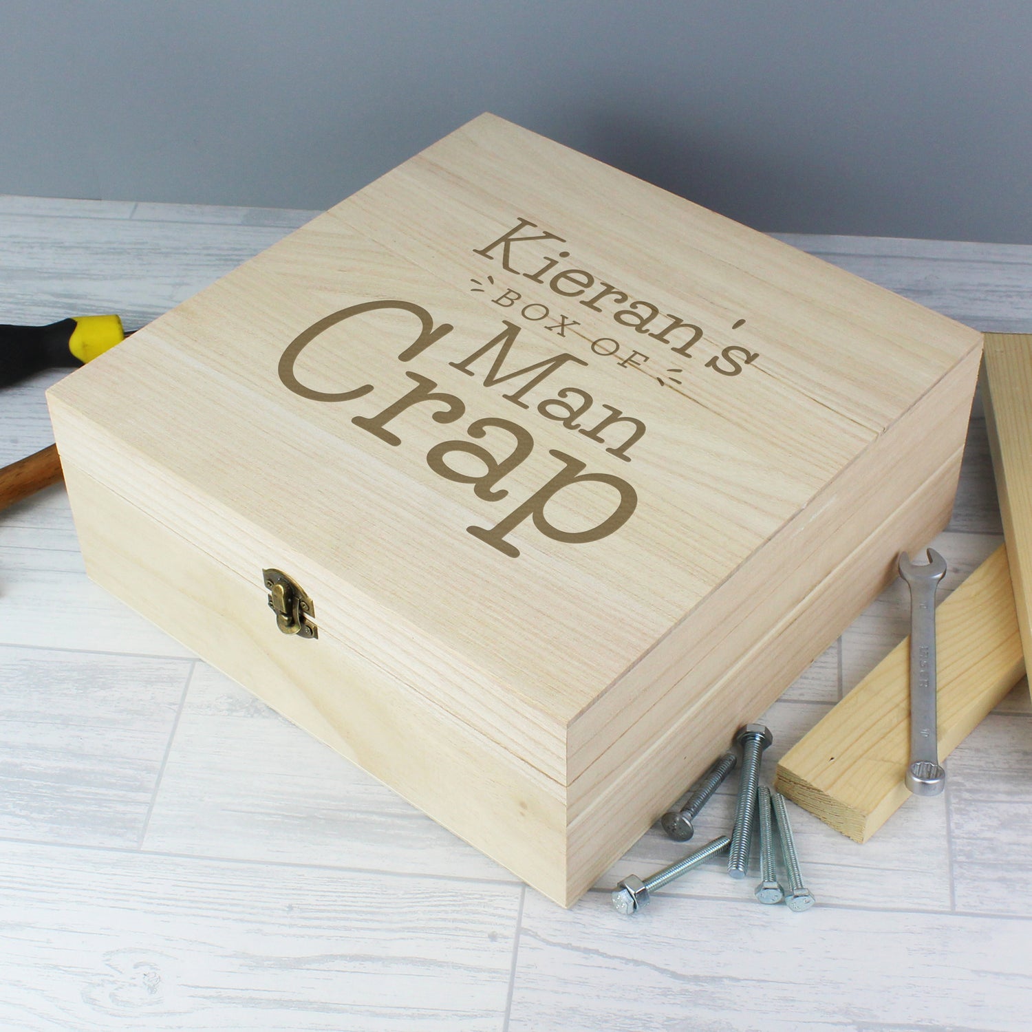 Personalised Box of Man Crap Large Wooden Keepsake Box - gift & personalise