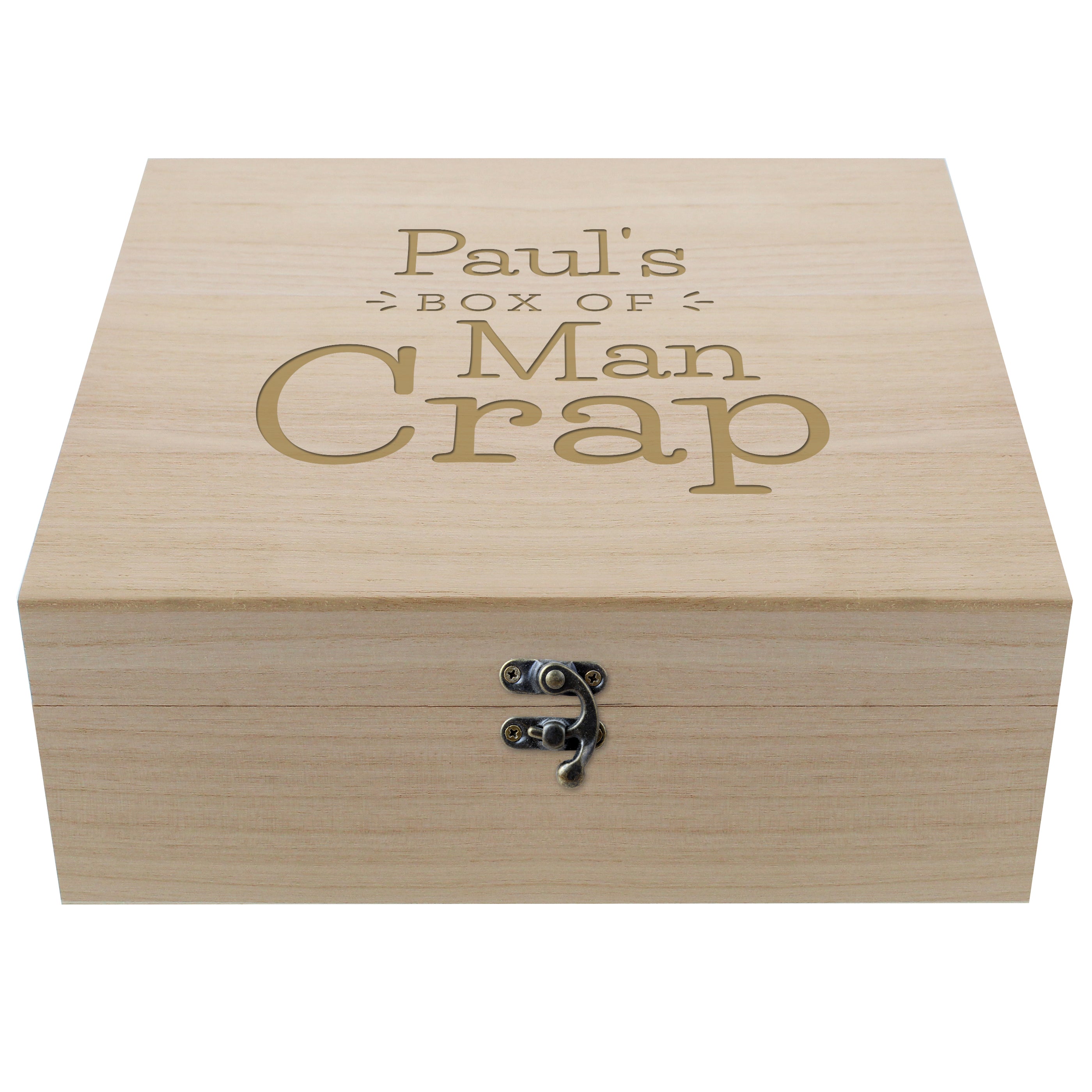 Personalised Box of Man Crap Large Wooden Keepsake Box - gift & personalise