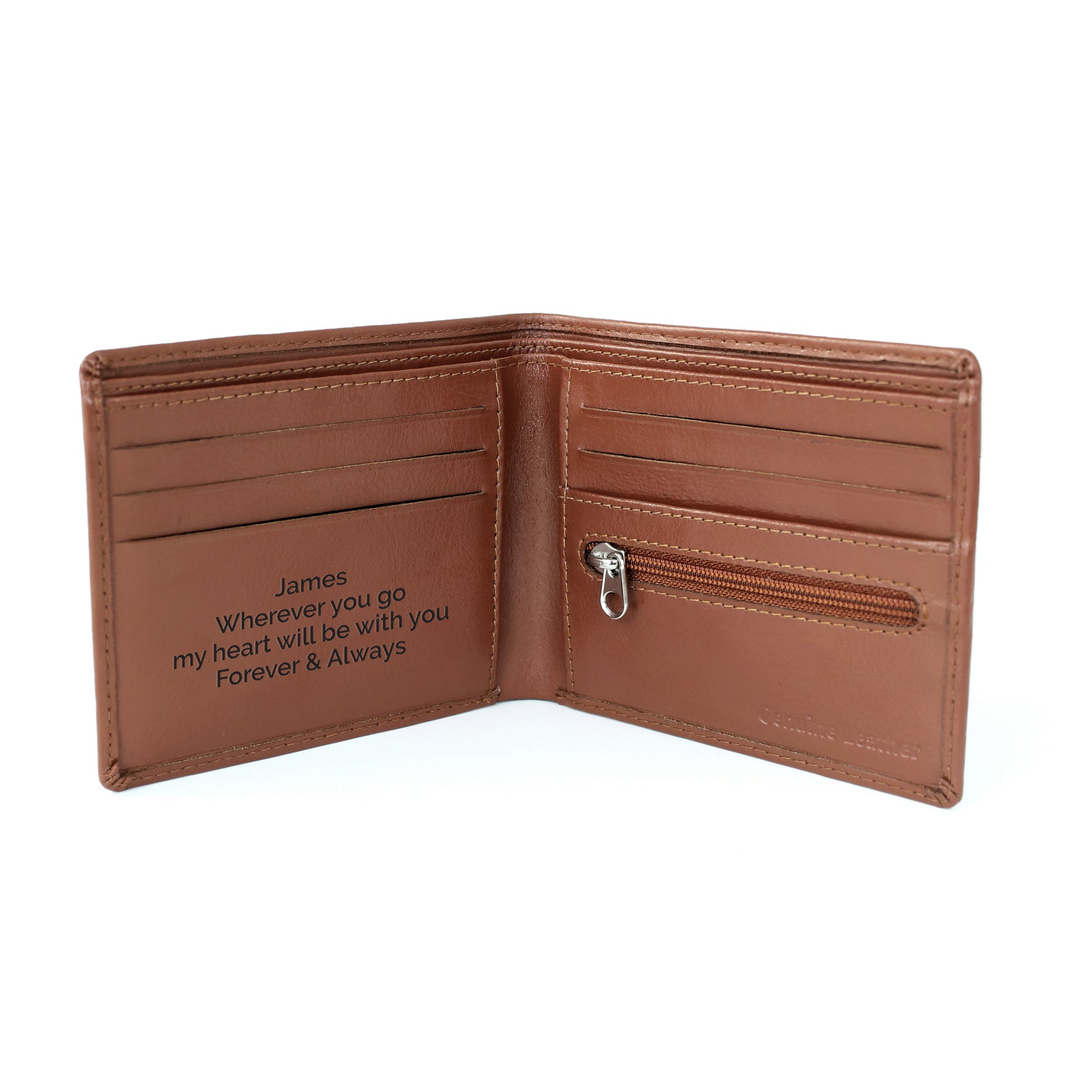 Personalised Free Text Tan Leather Wallet - gift & personalise