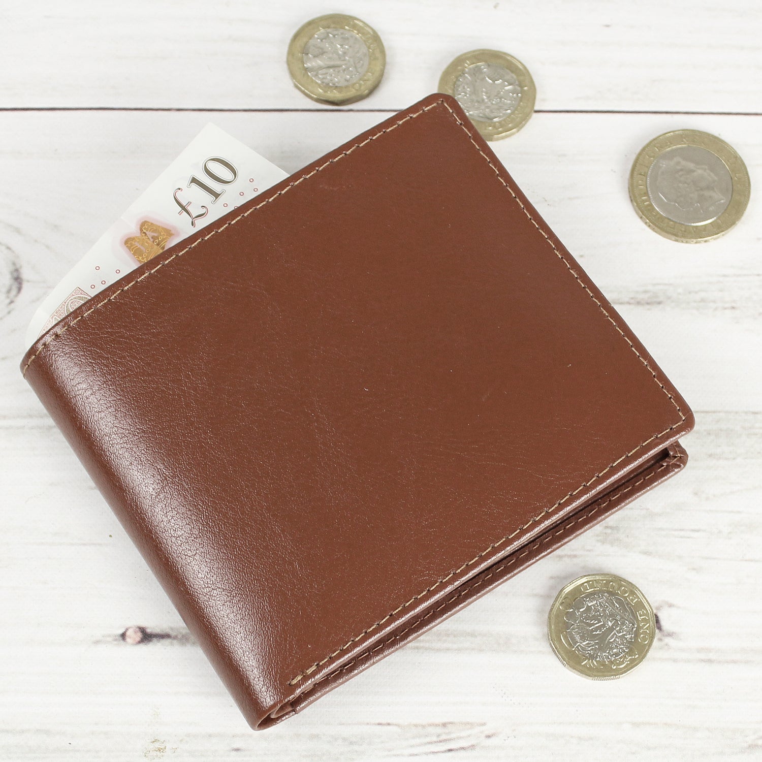 Personalised Free Text Tan Leather Wallet - gift & personalise