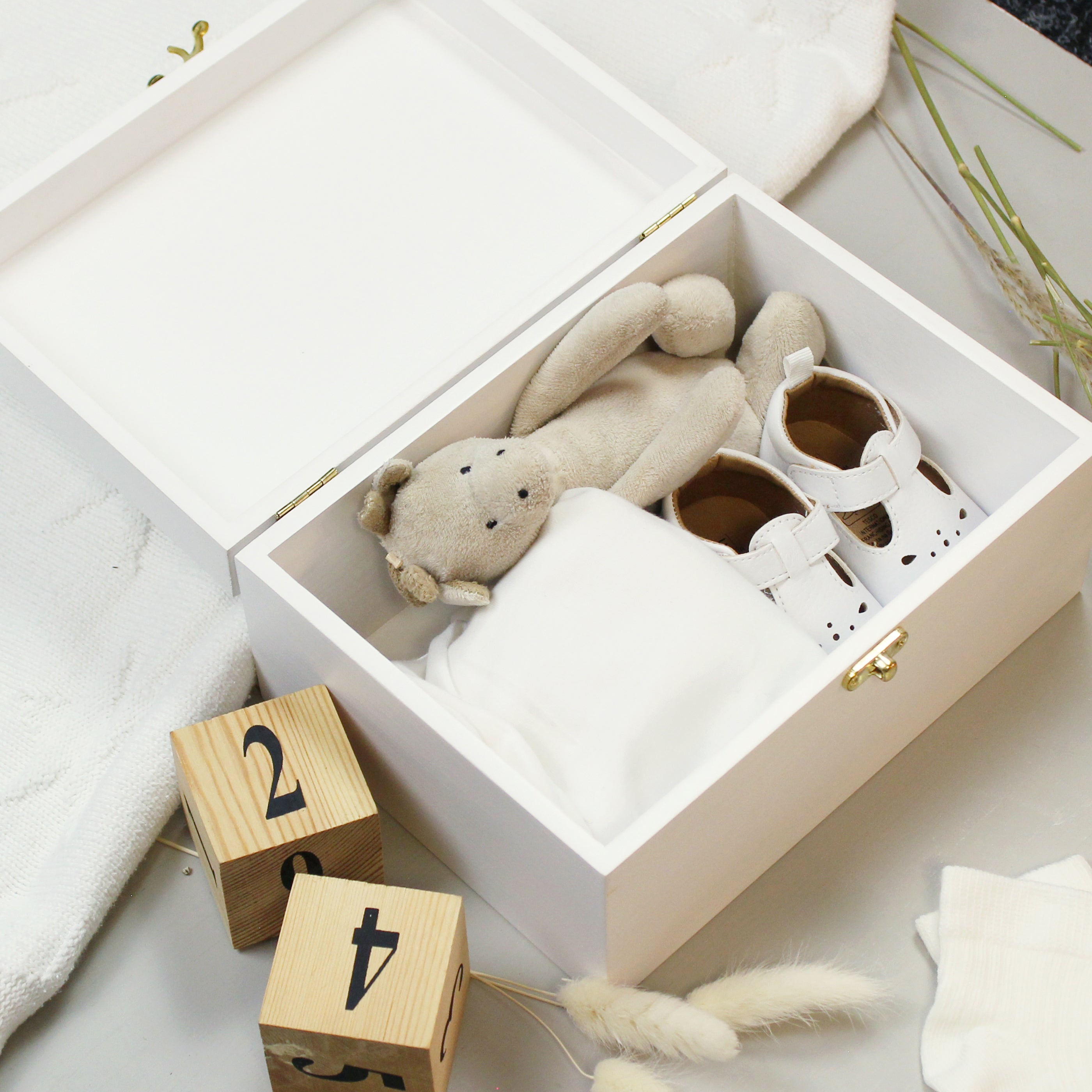 Personalised Safari Animals White Wooden Keepsake Box - gift & personalise