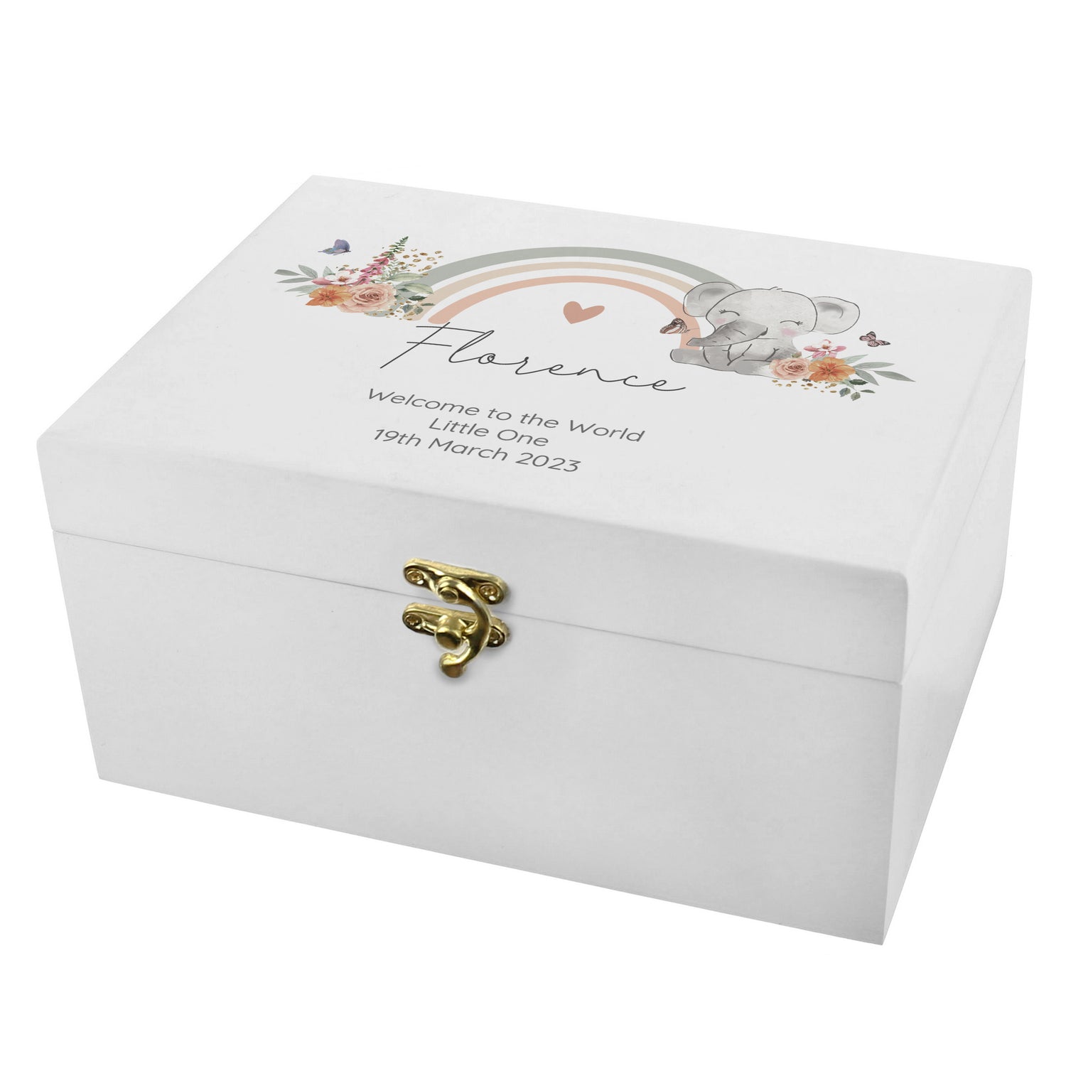 Personalised Elephant Wooden Keepsake Box - gift & personalise