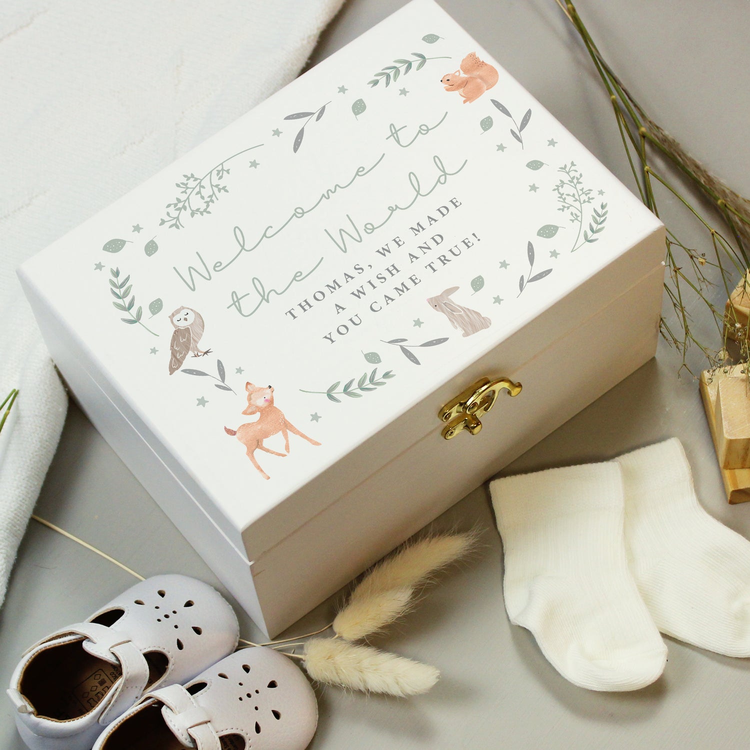 Personalised Woodland Animal Wooden Keepsake Box - gift & personalise