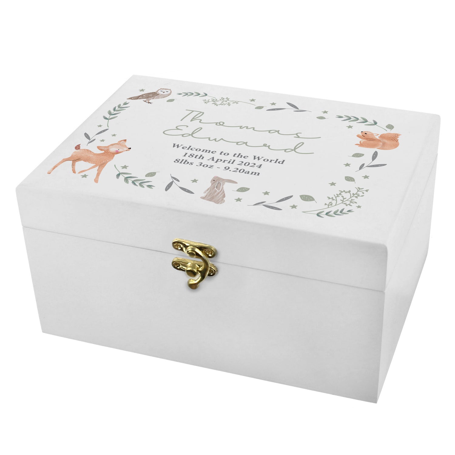 Personalised Woodland Animal Wooden Keepsake Box - gift & personalise