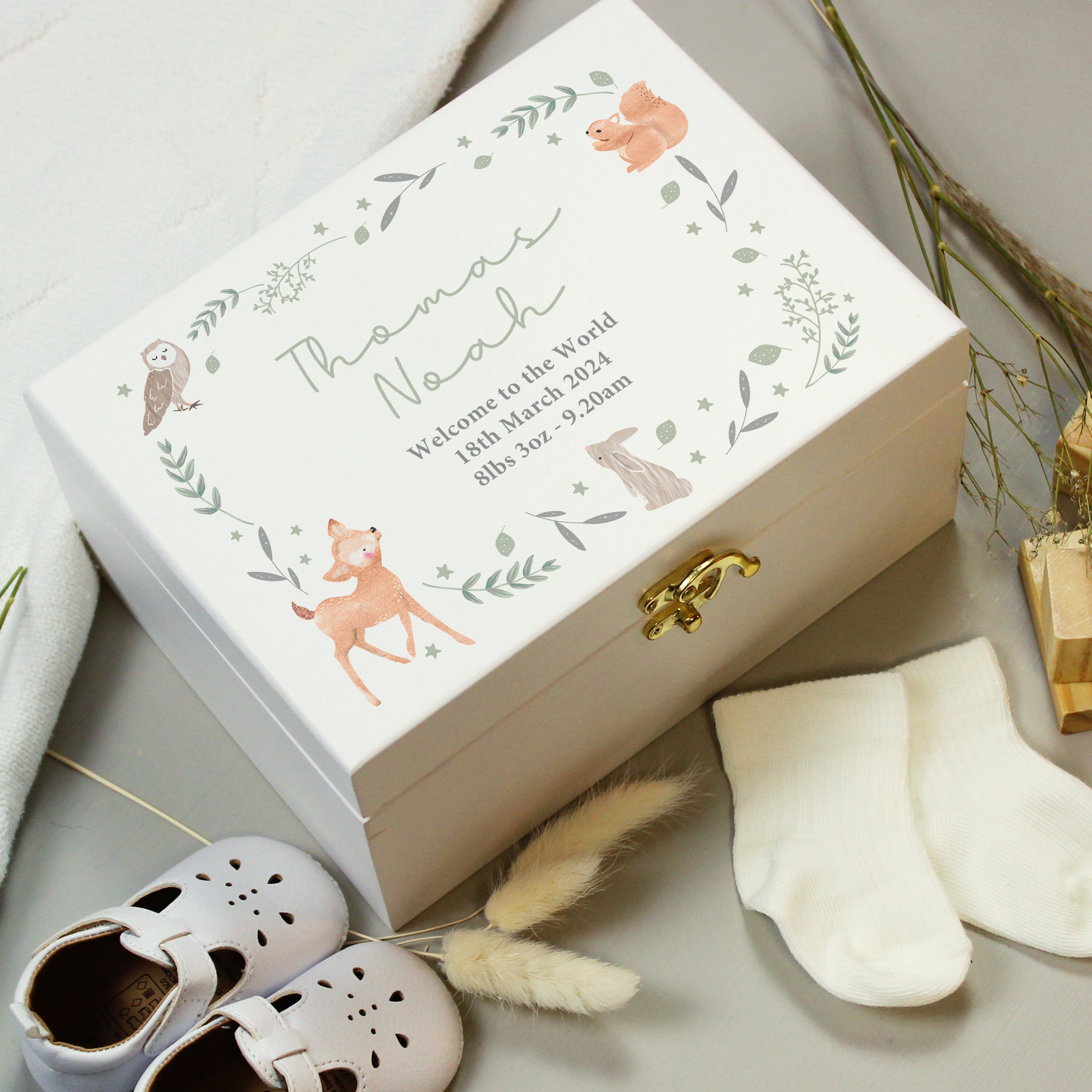 Personalised Woodland Animal Wooden Keepsake Box - gift & personalise